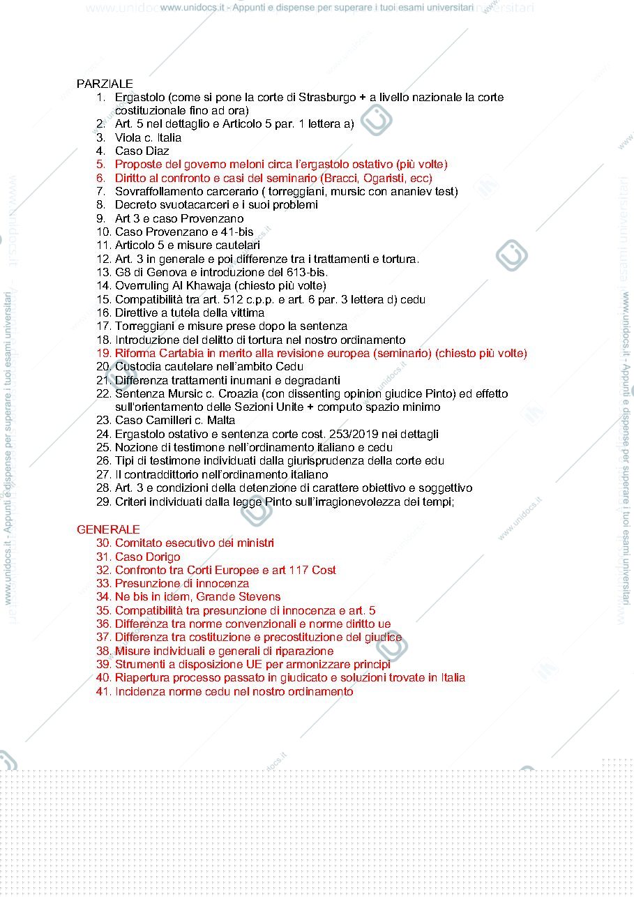 Anteprima pagina 1 — domande procedura penale europea esame orale