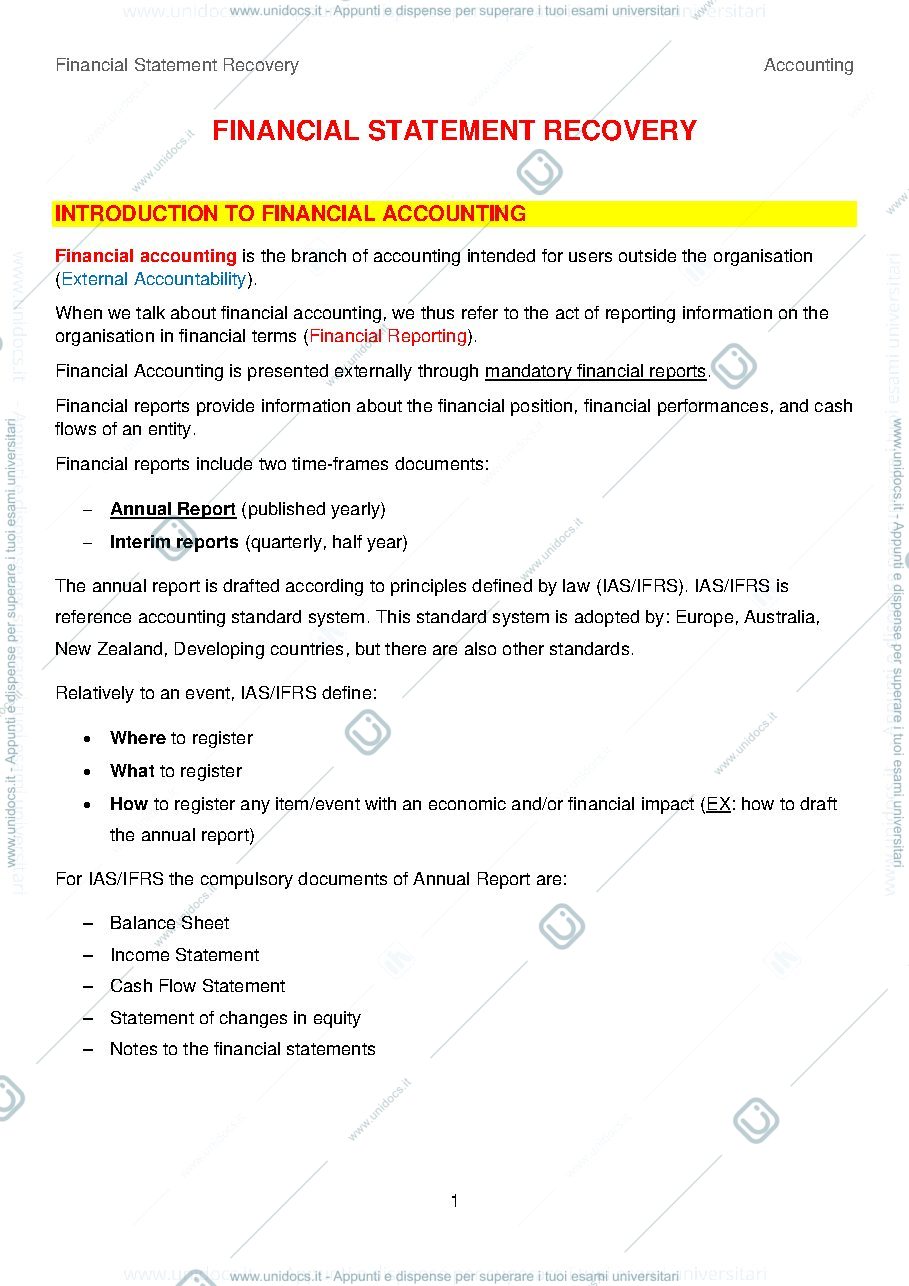 Anteprima pagina 1 — Riassunto Accounting, Finance & Control (A.A. 2020-2021)