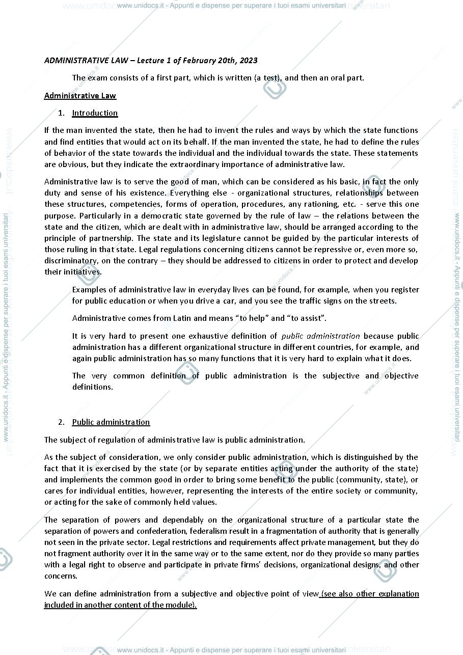 Anteprima pagina 1 — Administrative Law Notes