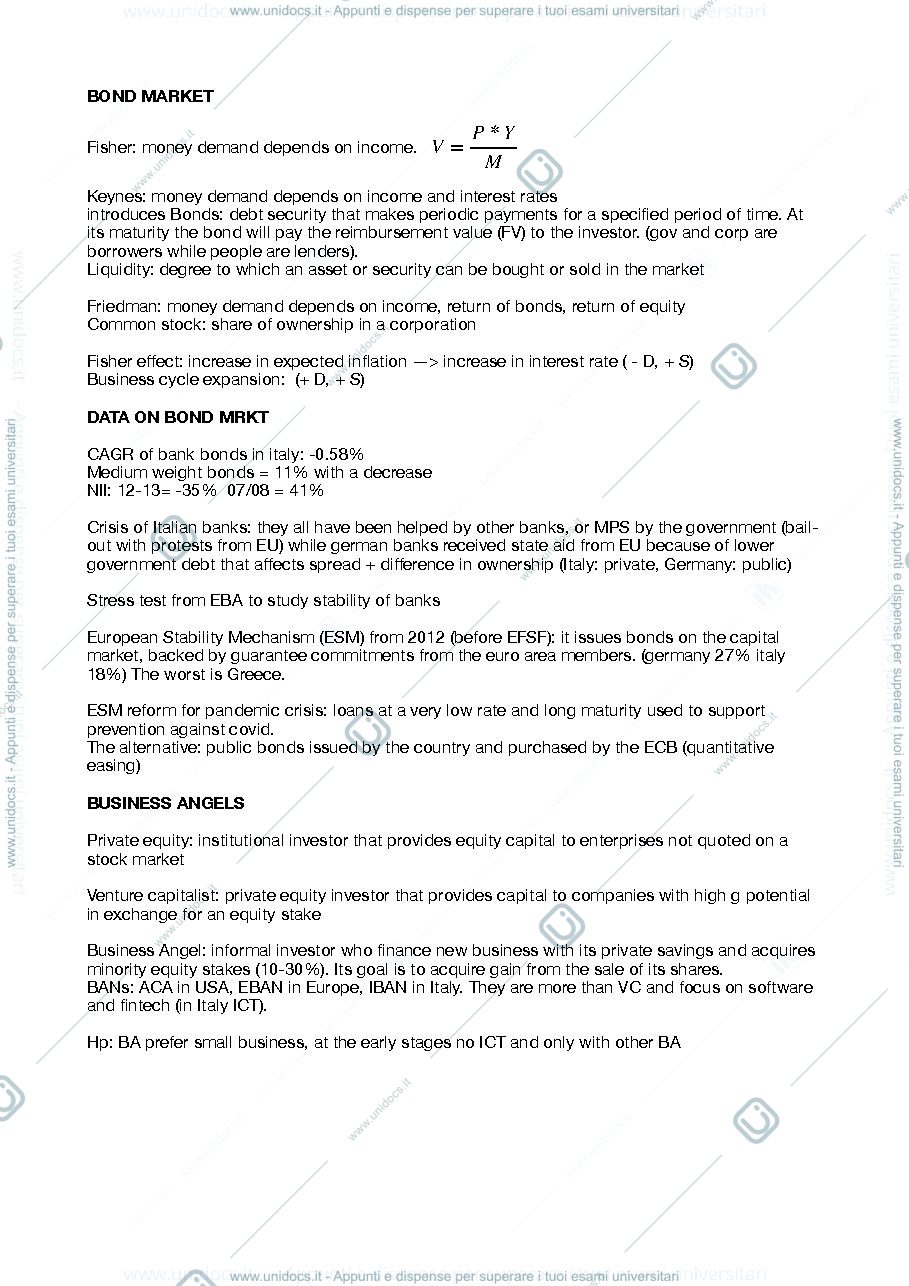 Anteprima pagina 1 — Riassunto Capital Markets 