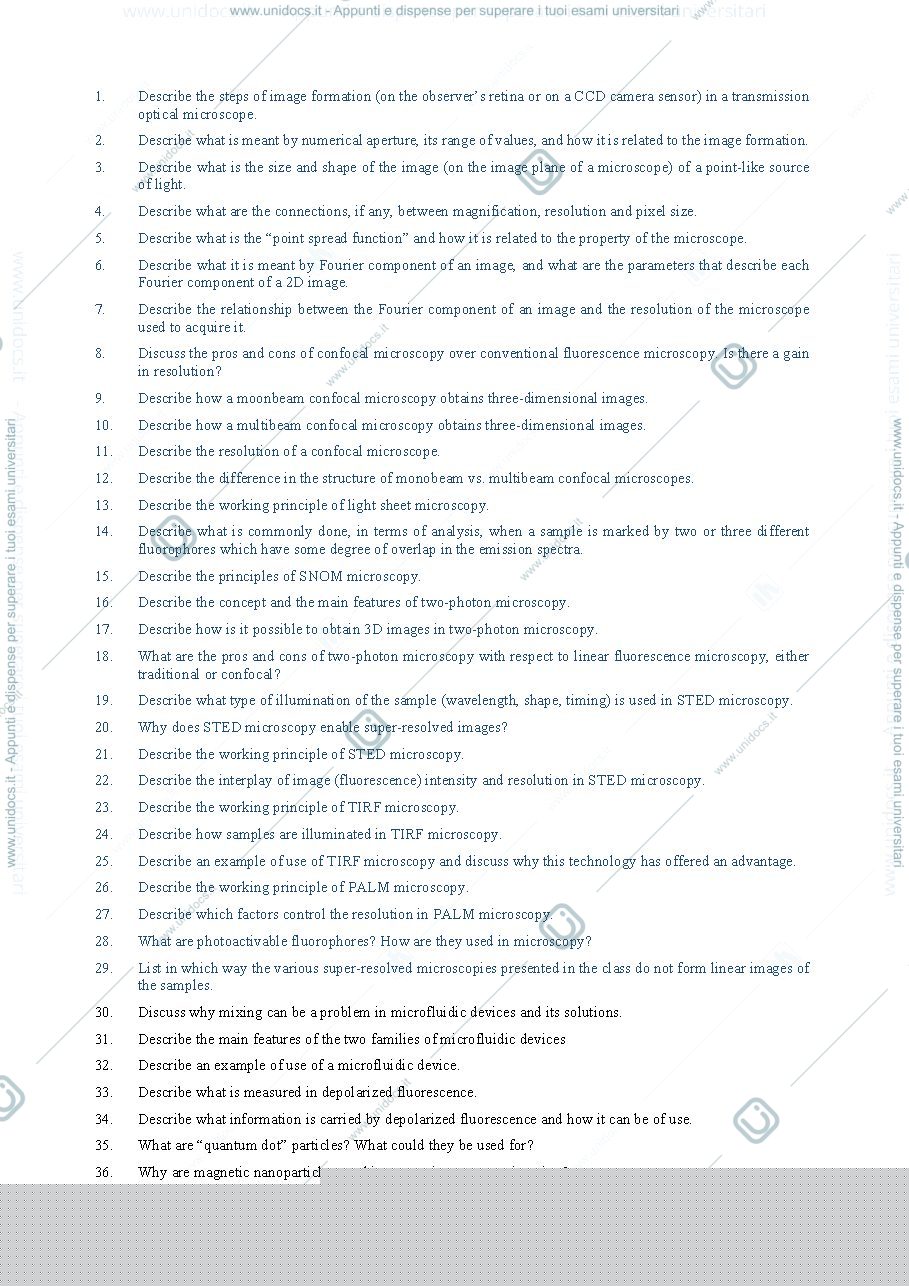 Anteprima pagina 1 — Microscopy Exam Questions 2021