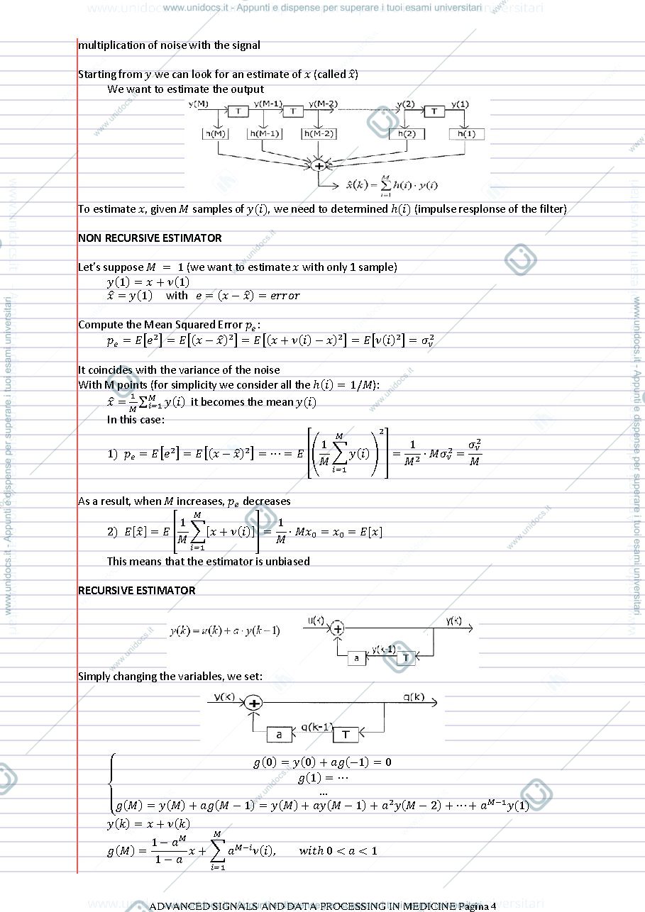 Anteprima pagina 4 — Appunti Completi Advance Signal and Data Processing in medicine
