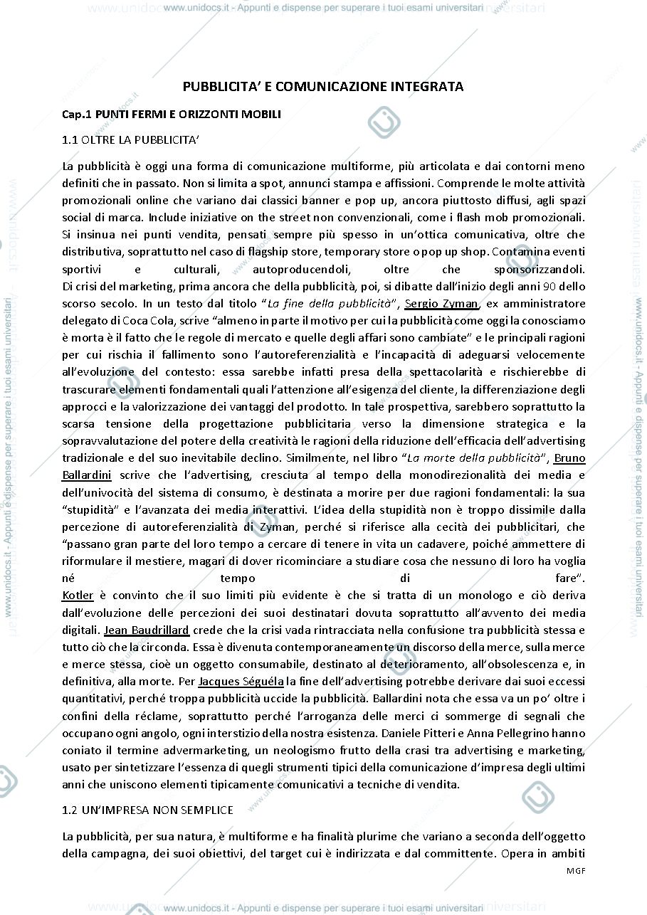 Anteprima pagina 1 — Pubblicità e comunicazione integrata