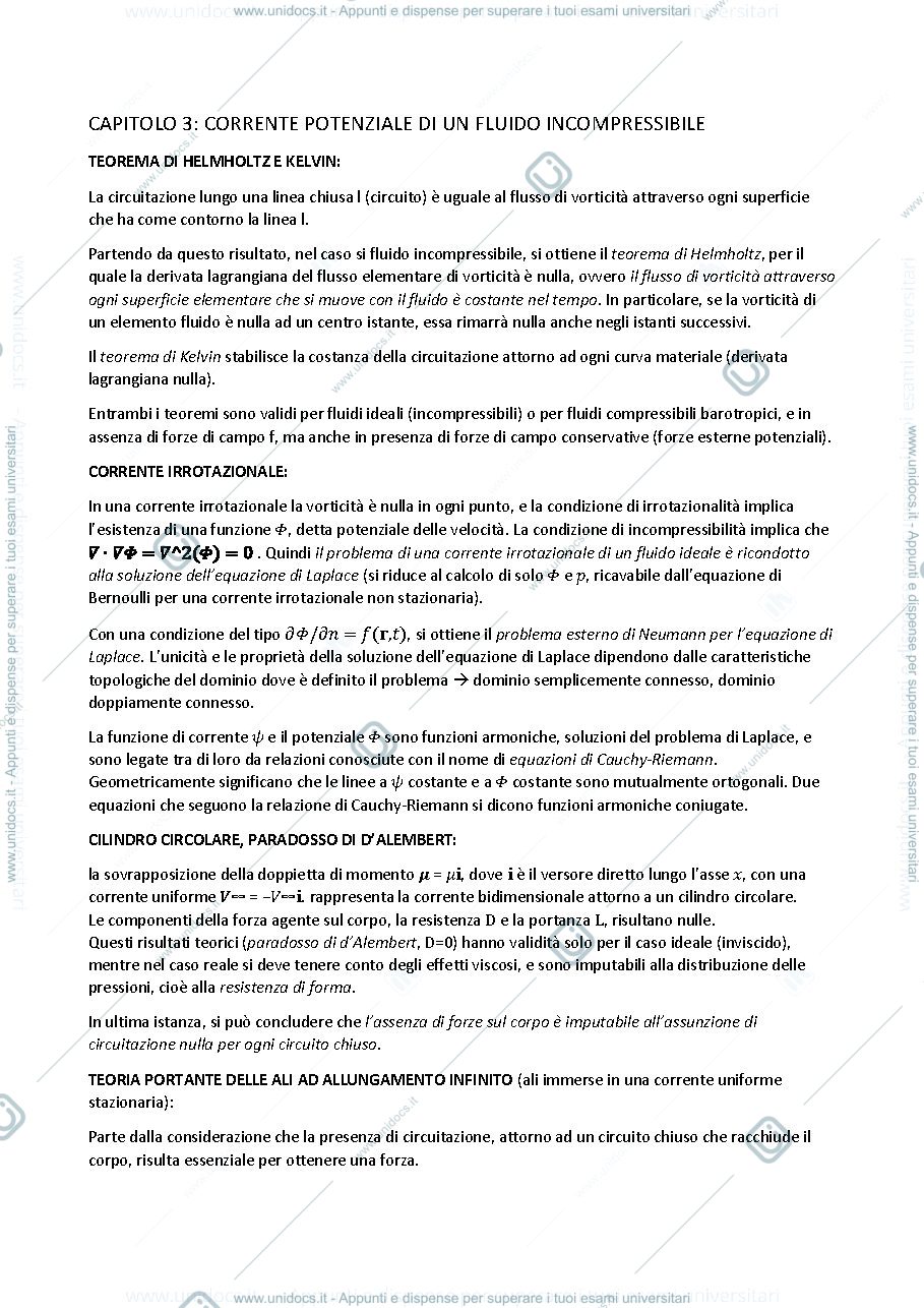 Anteprima pagina 1 — Breve riassunto di Aerodinamica