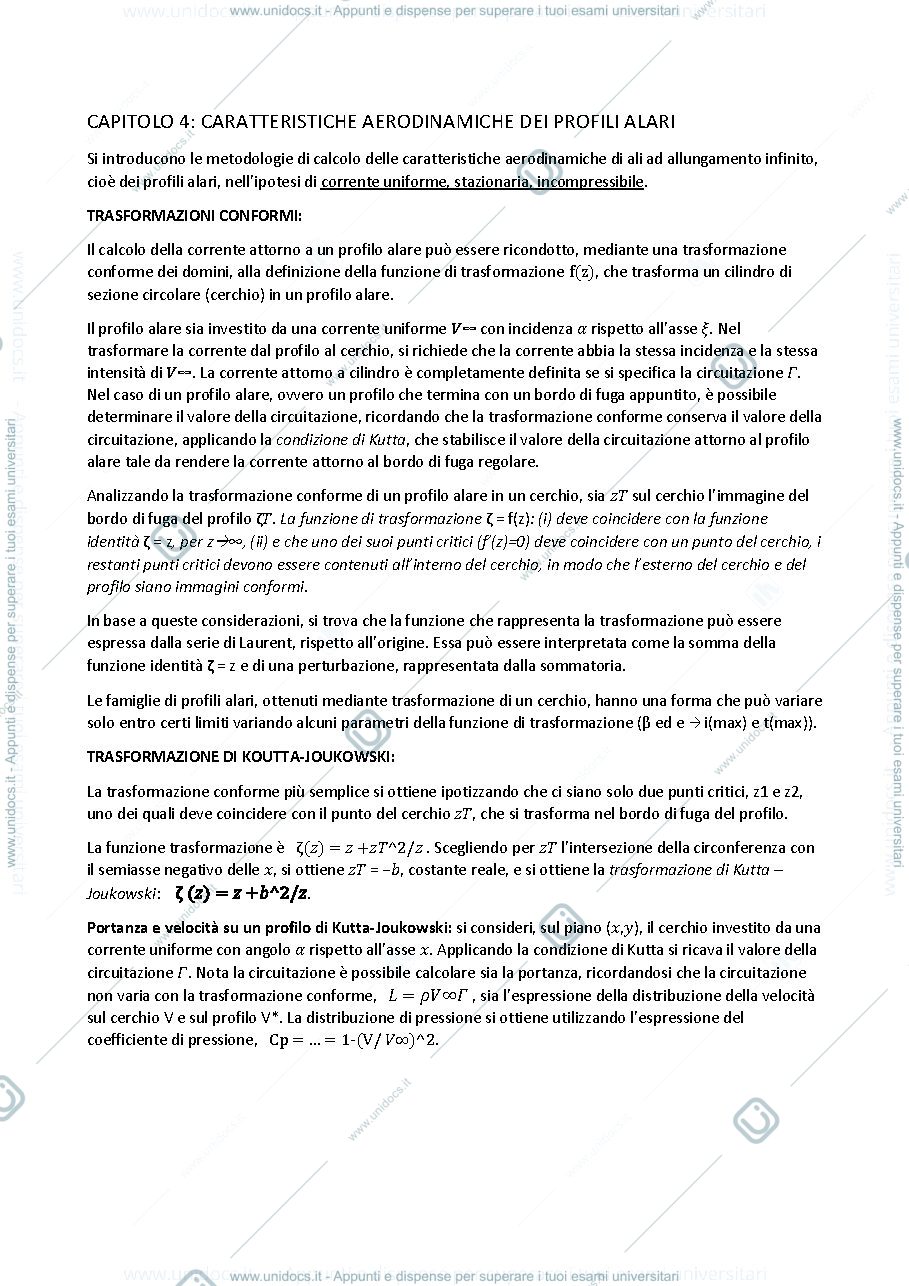 Anteprima pagina 3 — Breve riassunto di Aerodinamica