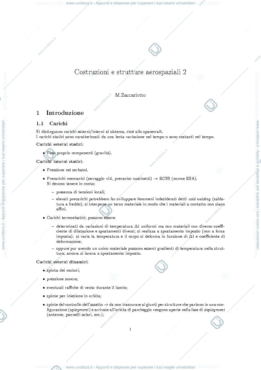 Anteprima pagina 1 — Appunti Buckiling e Carichi