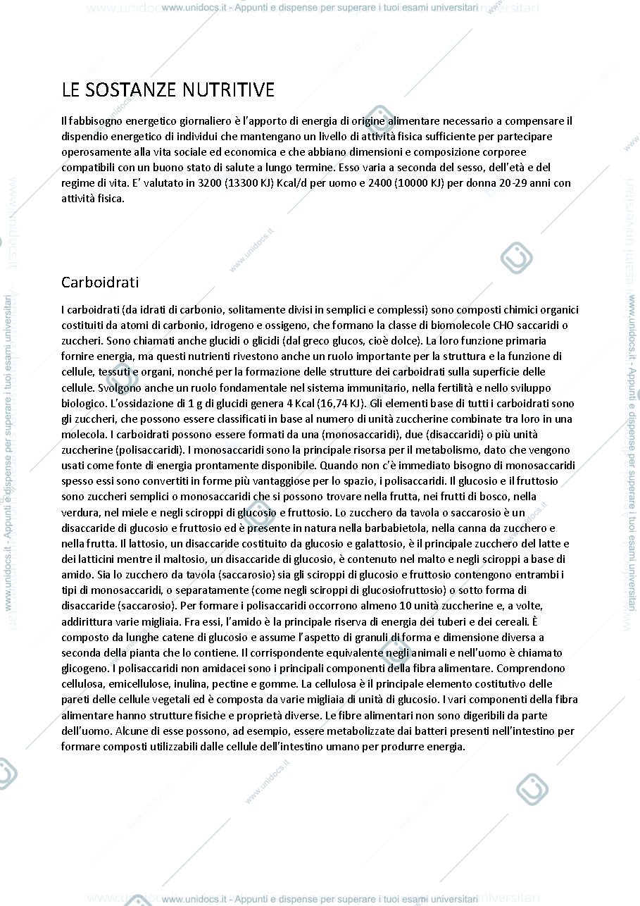 Anteprima pagina 1 — Le sostanze nutritive