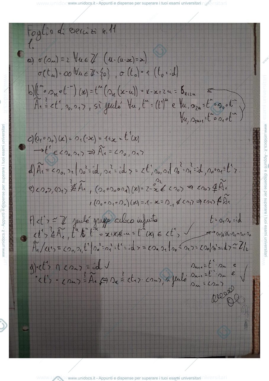 Anteprima pagina 1 — esericizi su teoria dei gruppi