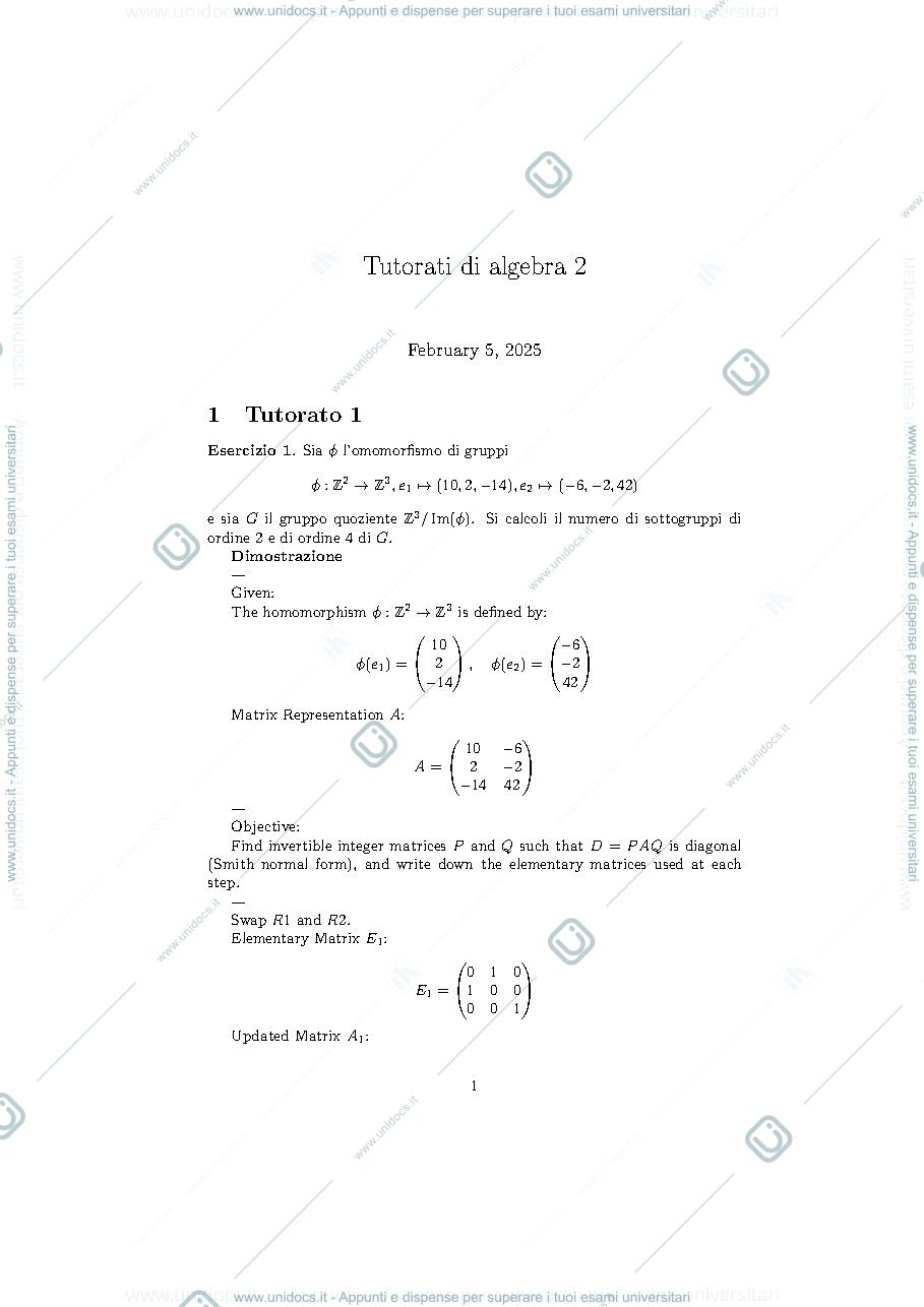 Anteprima pagina 1 — tutorato 1 