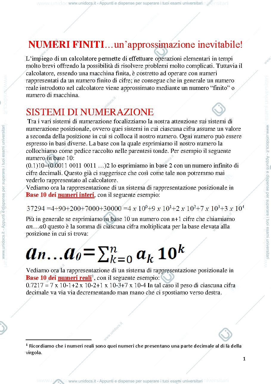 Anteprima pagina 1 — numeri finiti