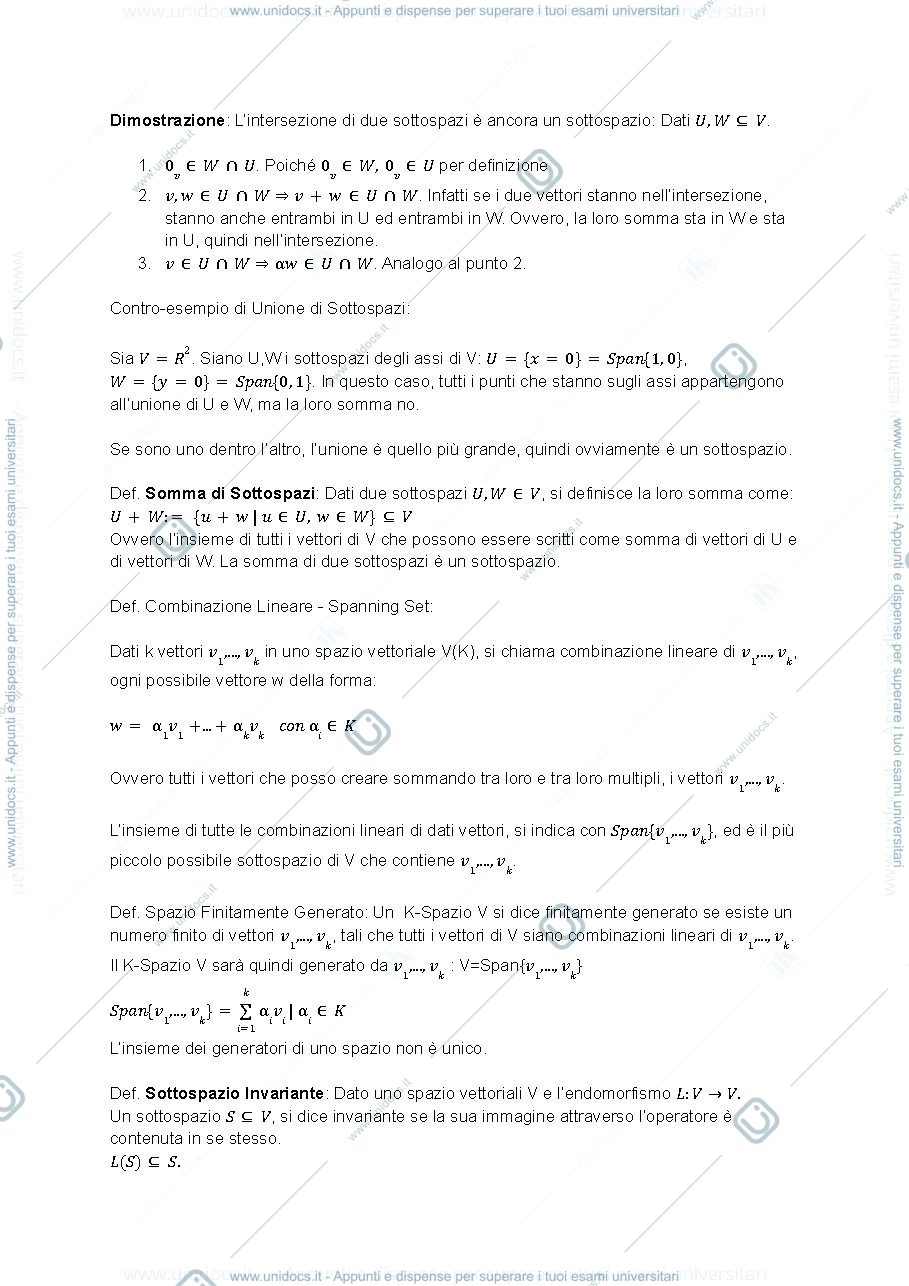 Anteprima pagina 3 — Appunti Algebra Lineare 