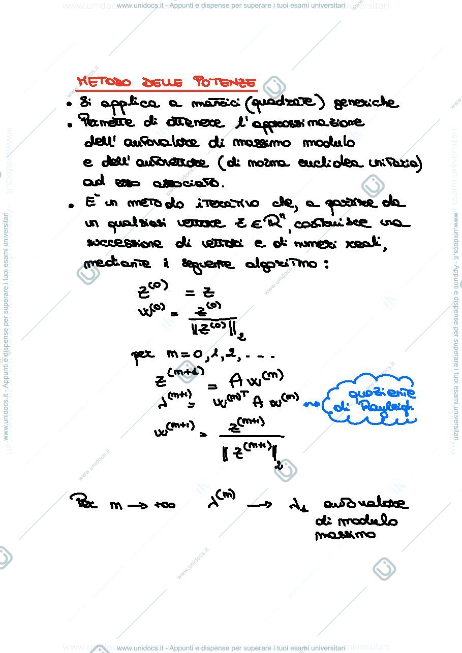 Anteprima pagina 1 — Schema riassuntivo Metodo delle potenze inverse