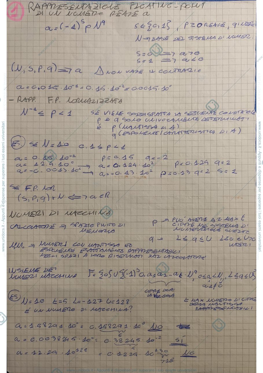 Anteprima pagina 1 — Riassunto calcolo numerico