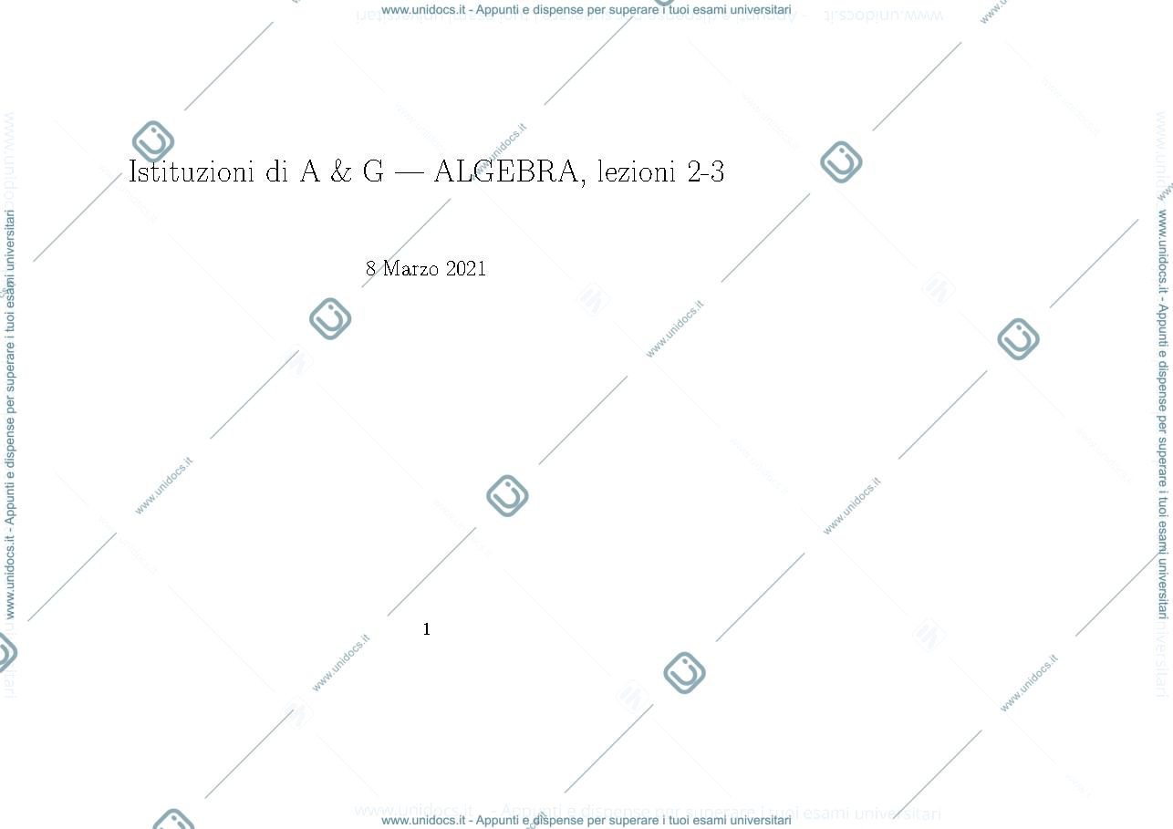 Anteprima pagina 1 — Appunti Algebra