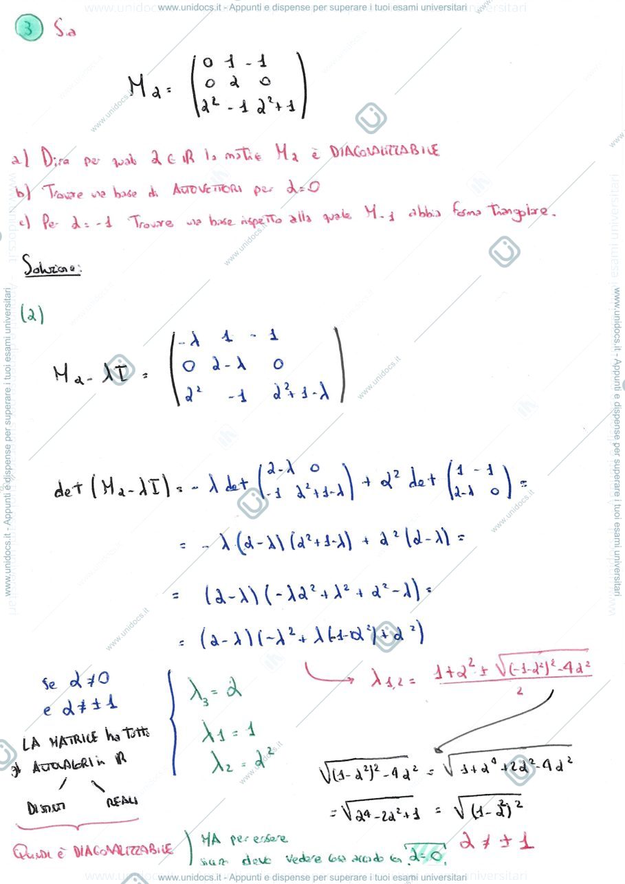 Anteprima pagina 3 — Compiti d’esame svolti di  Algebra lineare Acquistapace