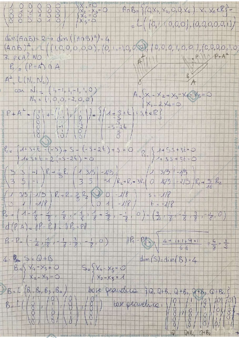 Anteprima pagina 2 — esercitazione algebra lineare 8 esercizi