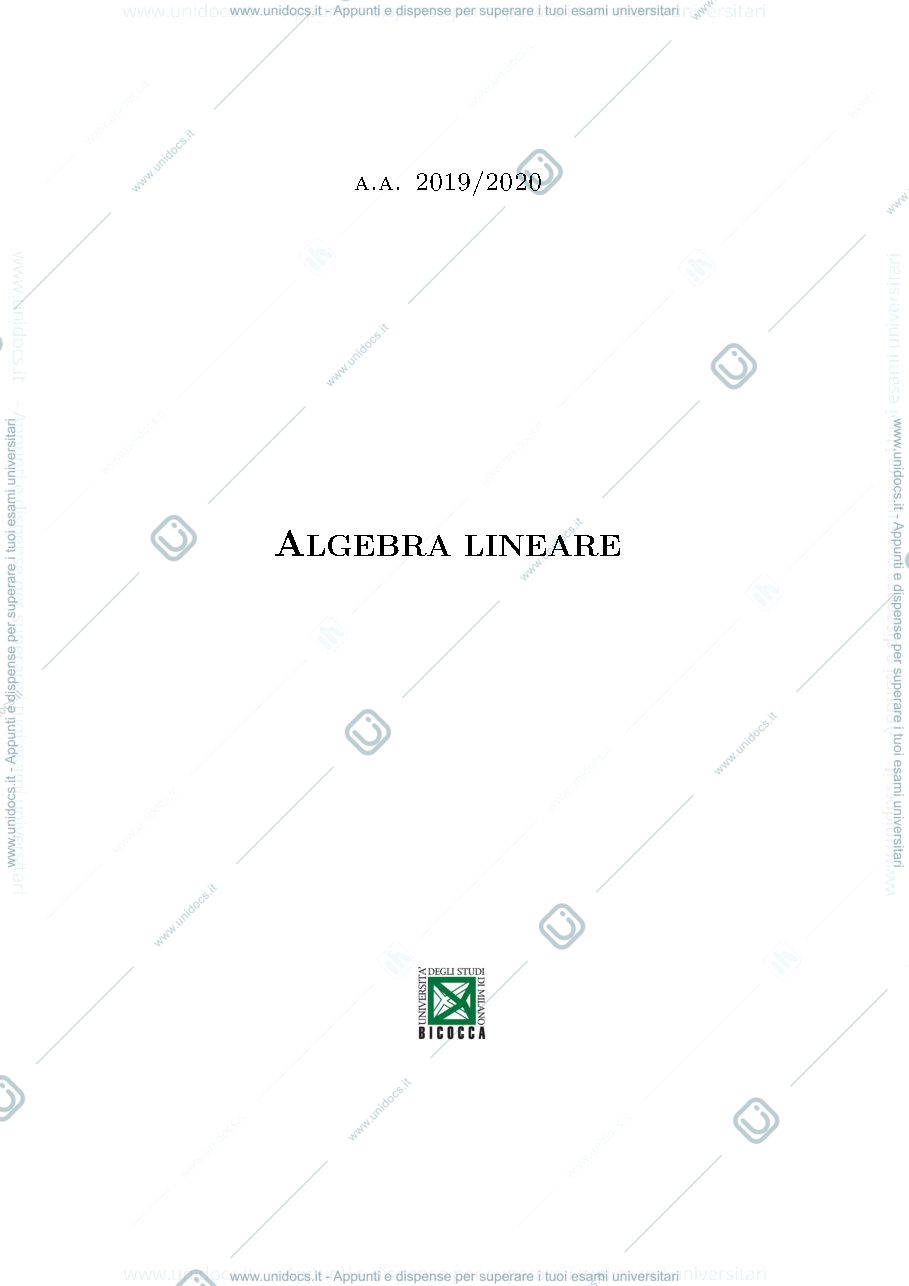 Anteprima pagina 1 — appunti algebra lineare