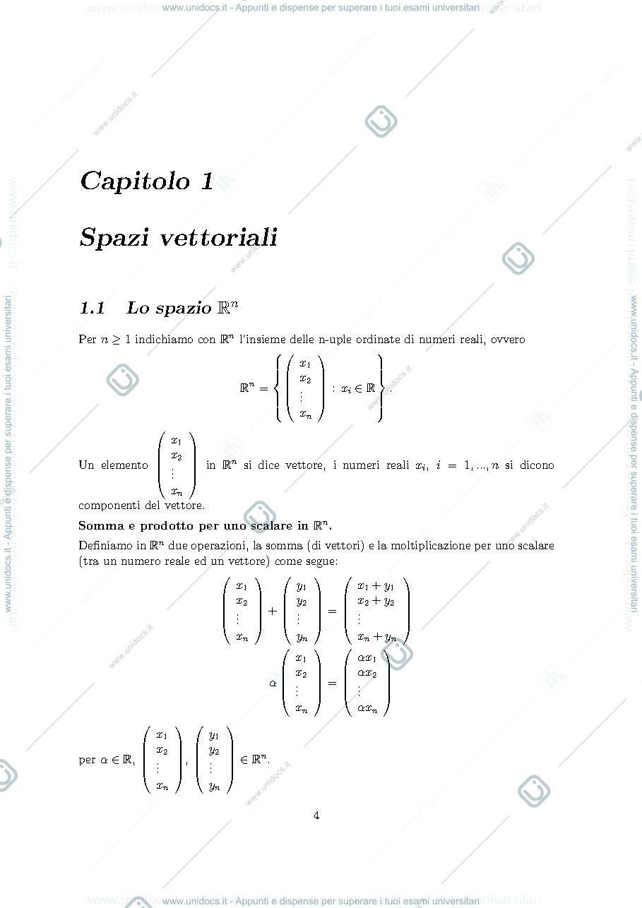 Anteprima pagina 4 — appunti algebra lineare