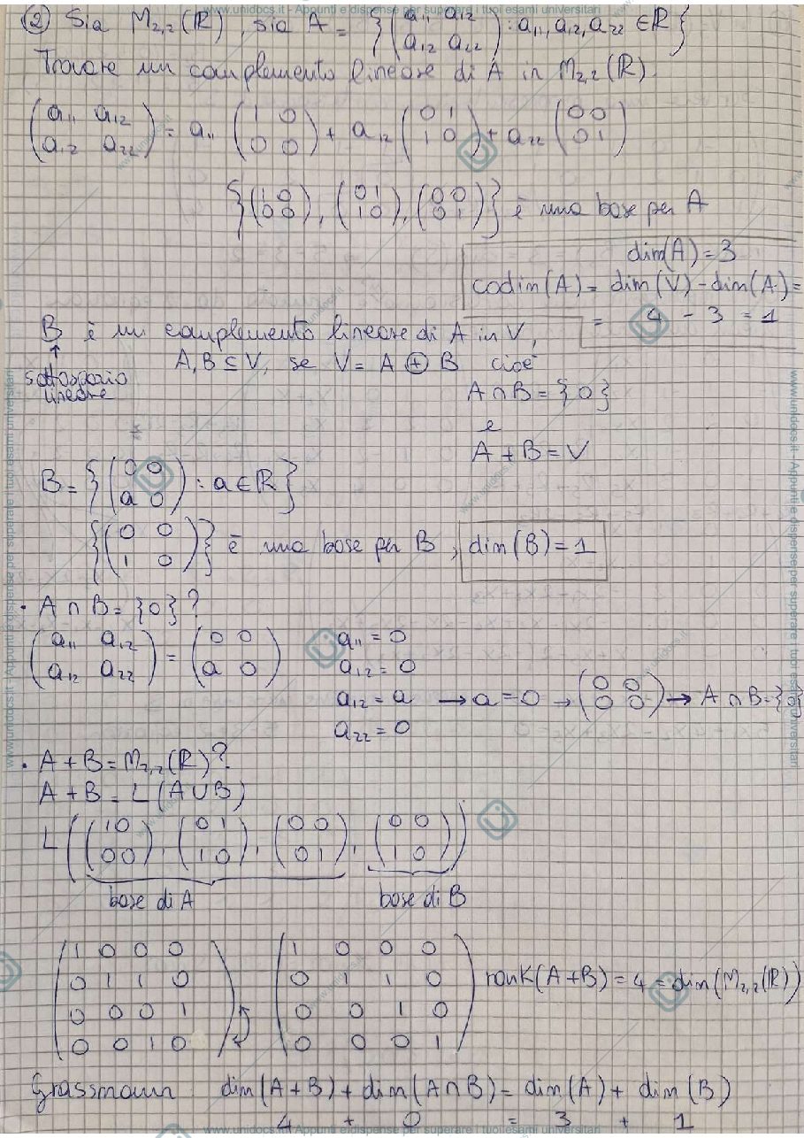 Anteprima pagina 2 — ESERCIZI DI META CORSO ALGEBRA LINEARE, ESERCITAZIONE IN AULA