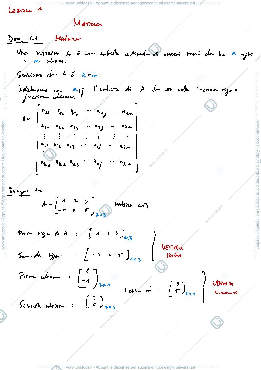 Anteprima pagina 2 — Appunti di Algebra Lineare - Parte 1