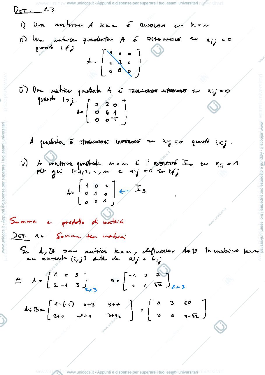 Anteprima pagina 3 — Appunti di Algebra Lineare - Parte 1
