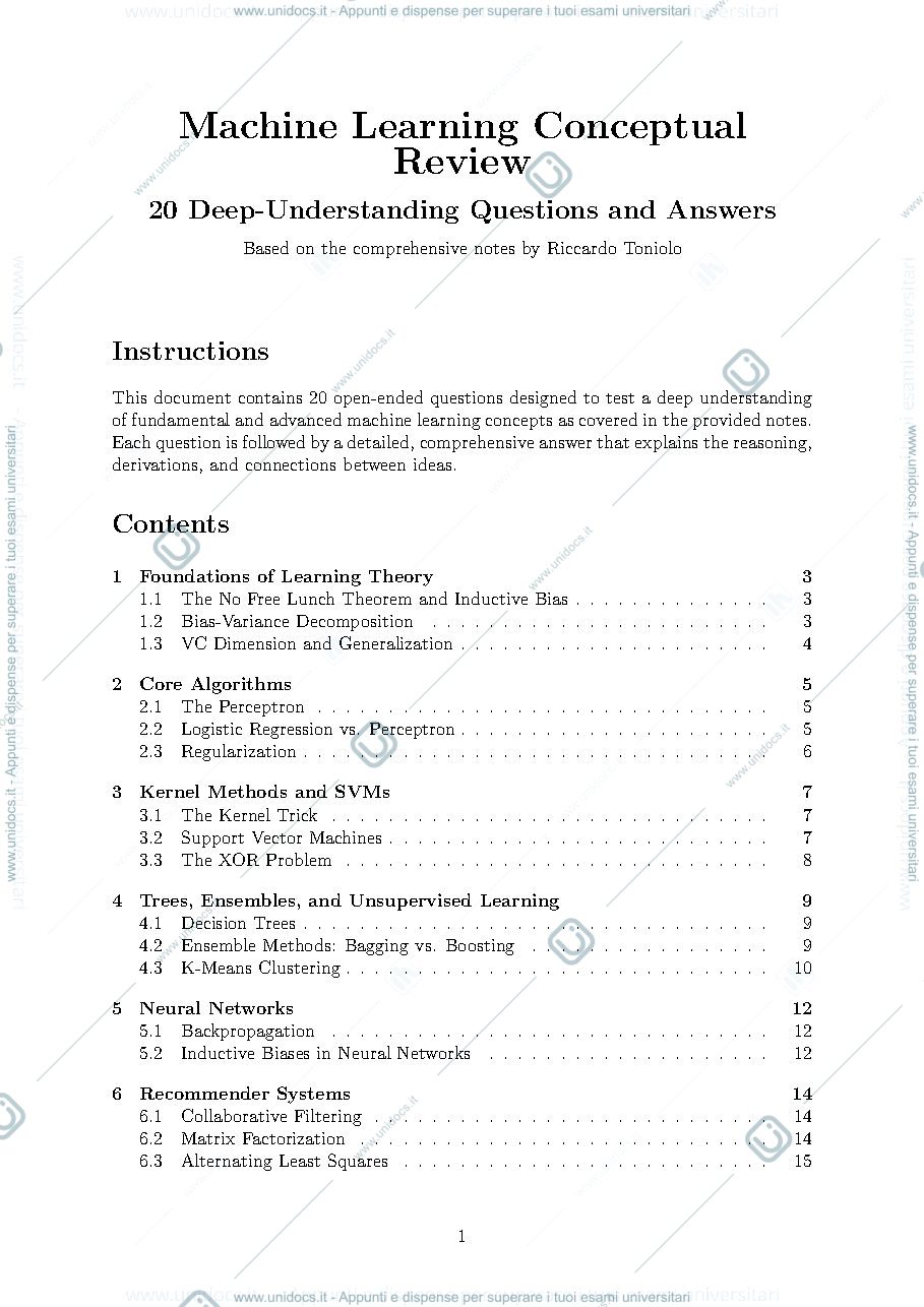 Anteprima pagina 1 — Machine Learning Open Questions