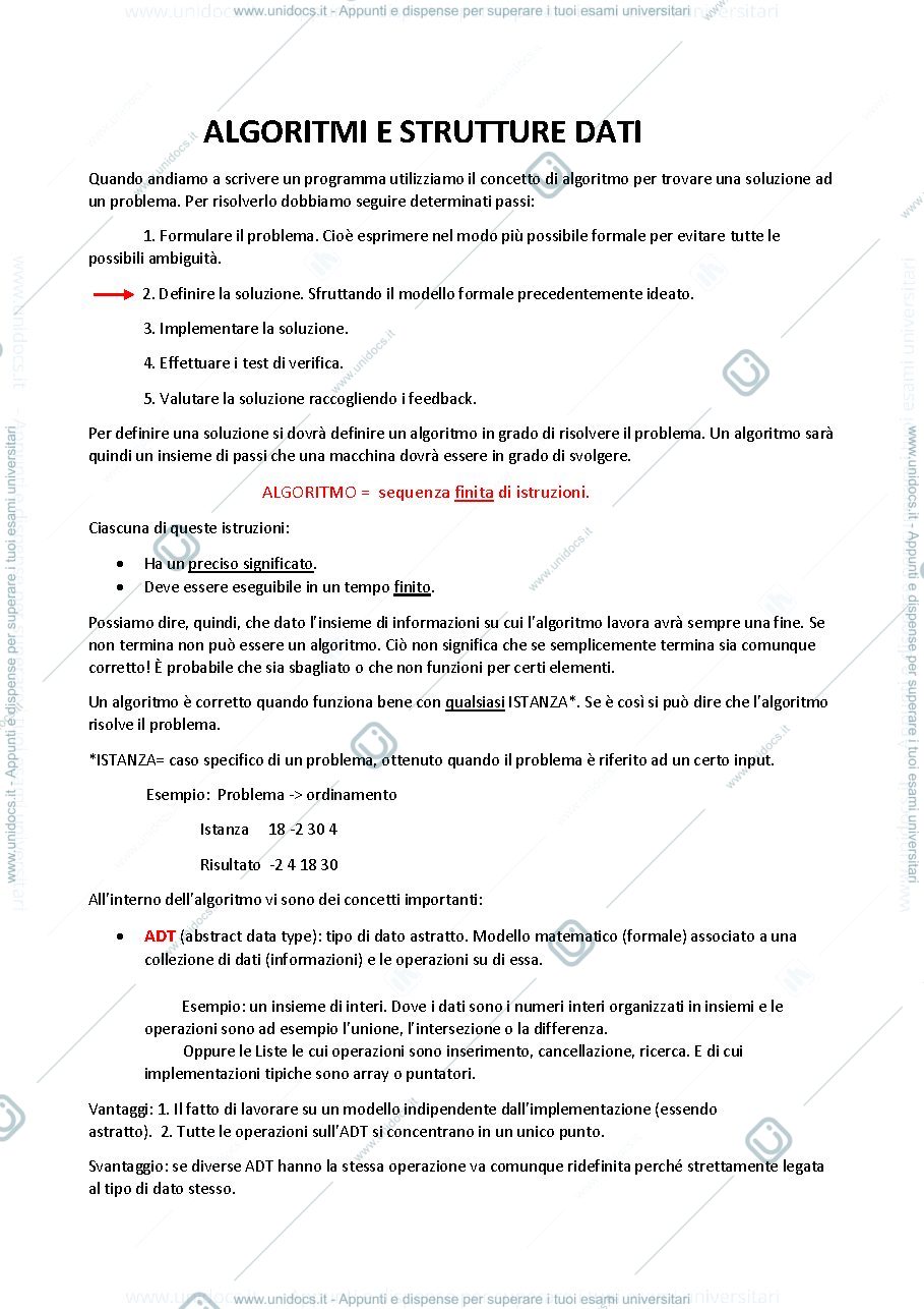 Anteprima pagina 1 — Algoritmi e Strutture Dati 