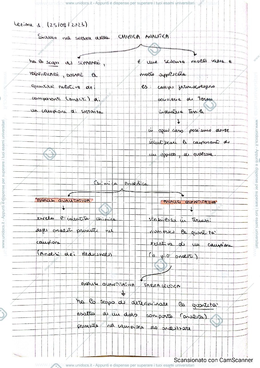 Anteprima pagina 1 — Appunti lezioni di Analisi Chimico Farmaceutica I
