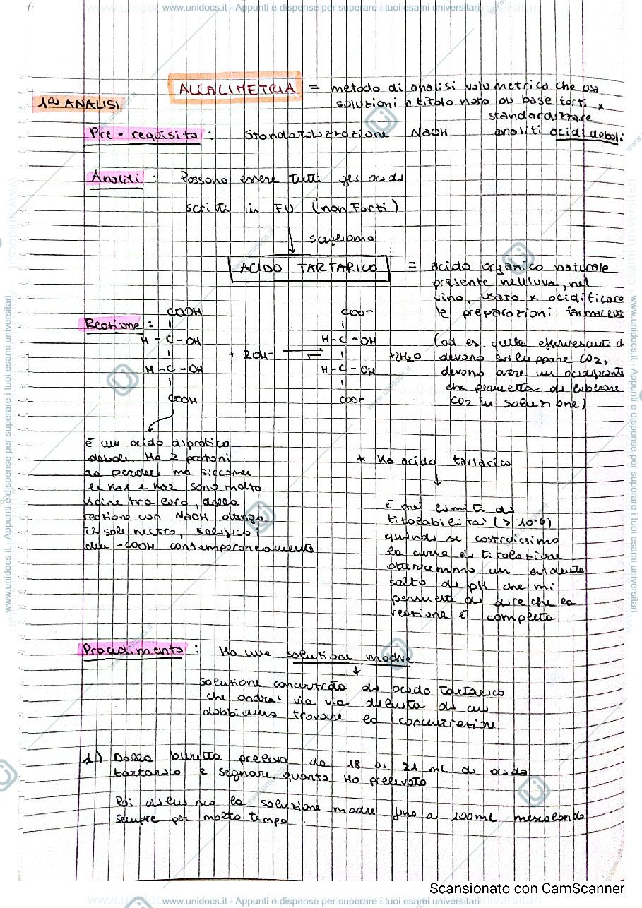 Anteprima pagina 1 — Appunti Alcalimetria
