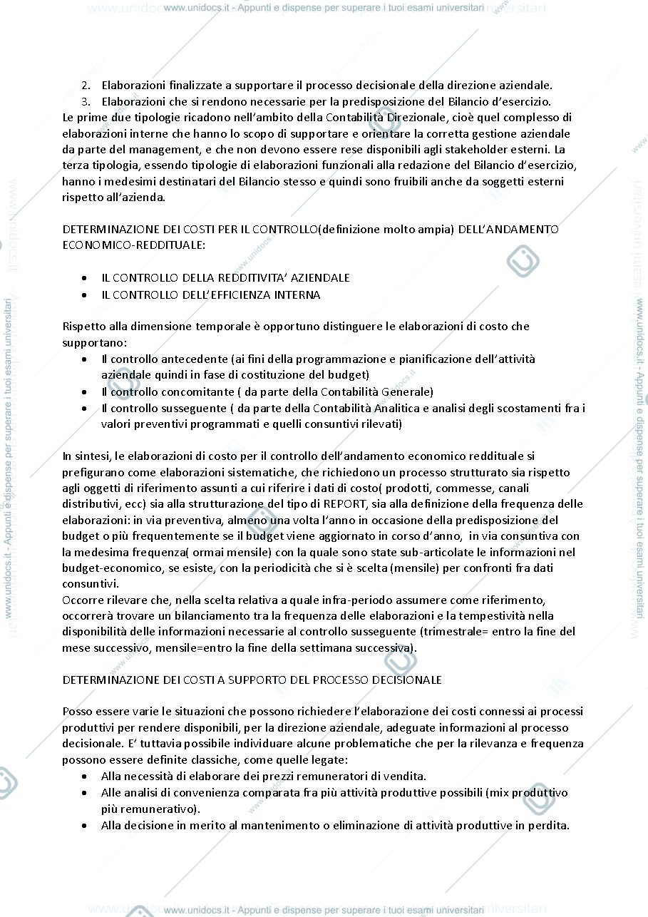 Anteprima pagina 2 — Contabilità Analitica e Analisi dei Costi (riassunto libro)