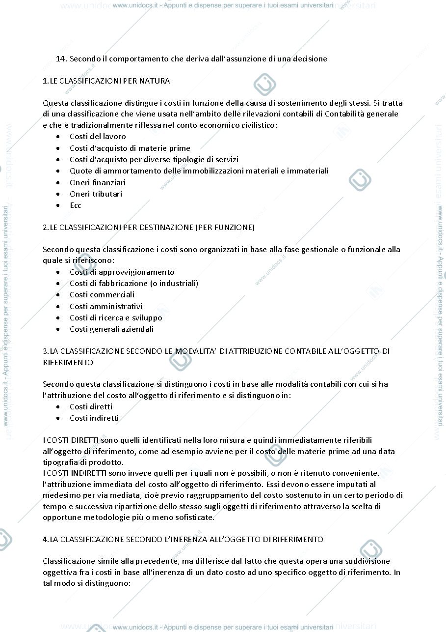 Anteprima pagina 4 — Contabilità Analitica e Analisi dei Costi (riassunto libro)