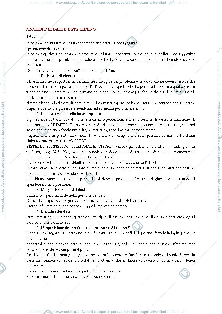Anteprima pagina 1 — Analisi dei dati e data mining 