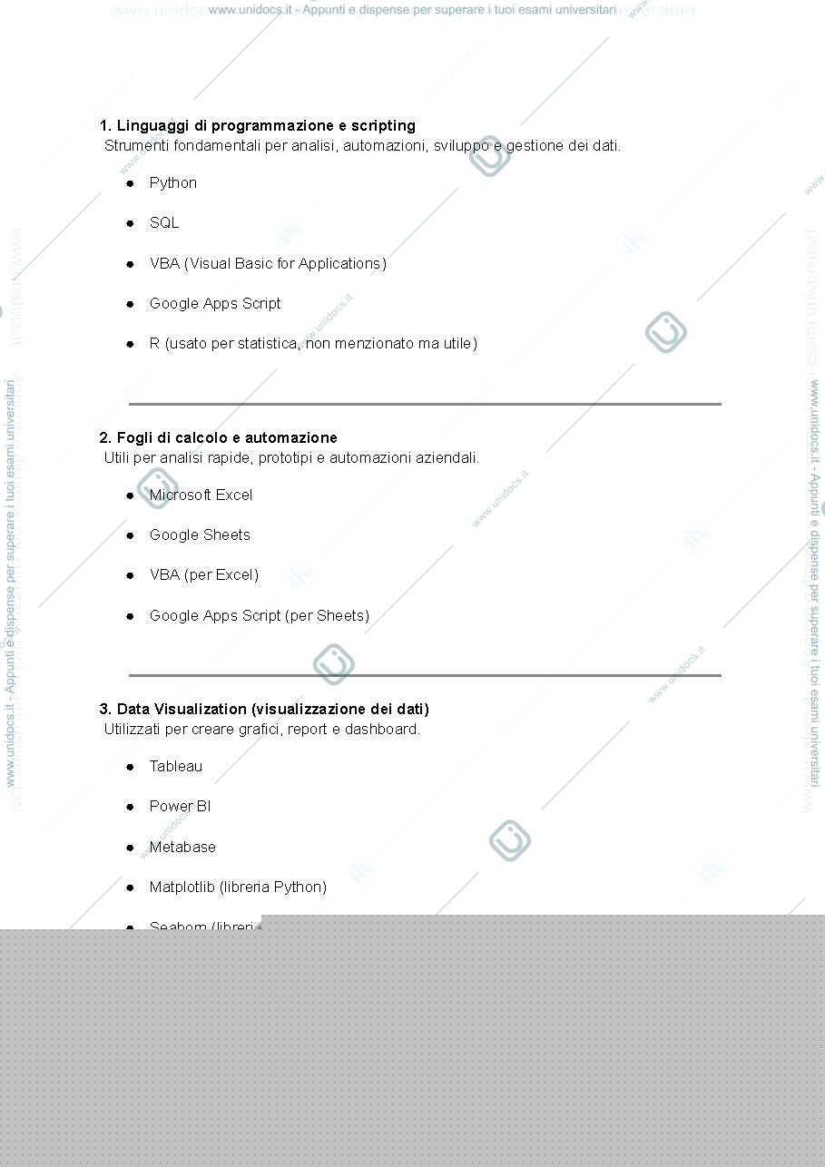 Anteprima pagina 1 — Cose chiave Data Analytics