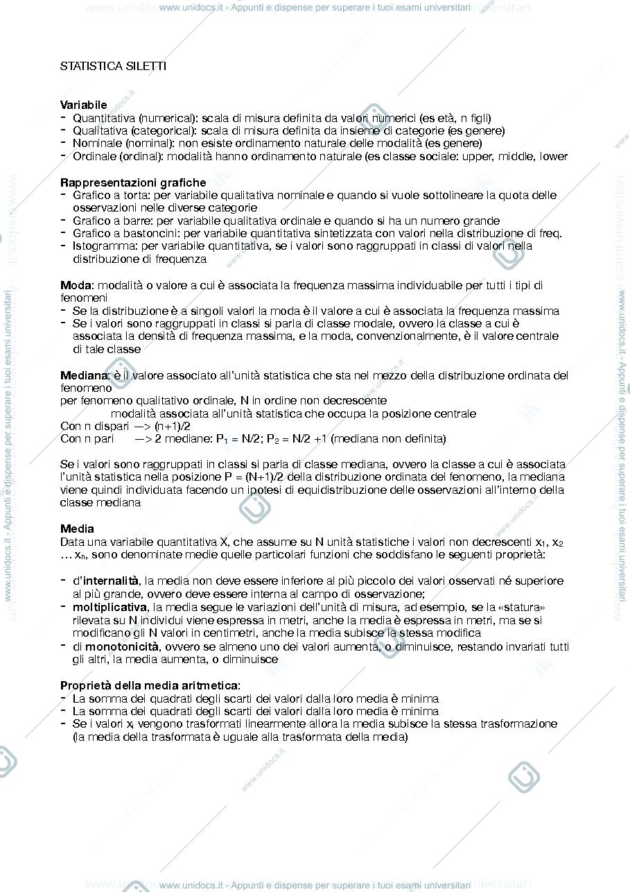 Anteprima pagina 1 — appunti analisi dei dati