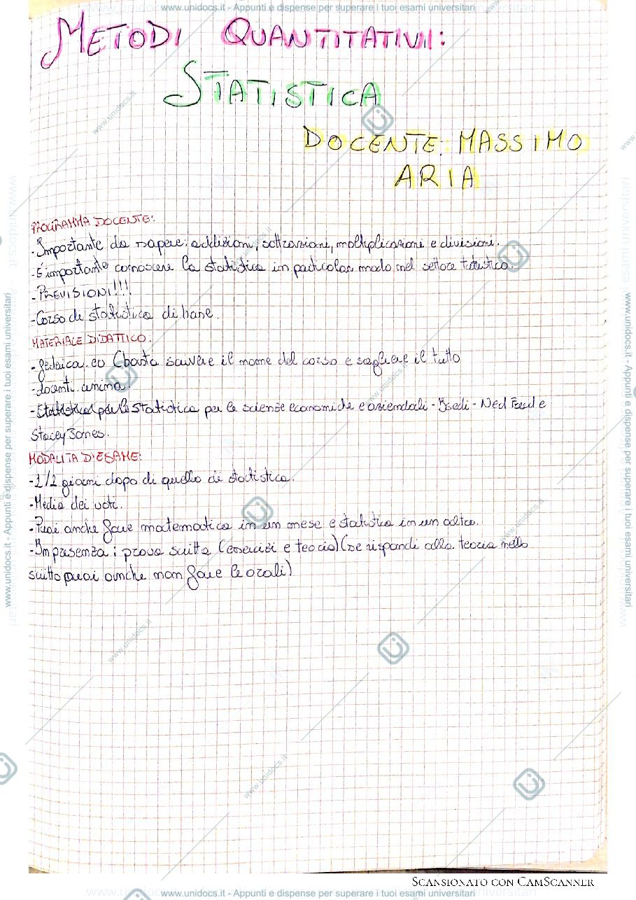Anteprima pagina 1 — Statistica 