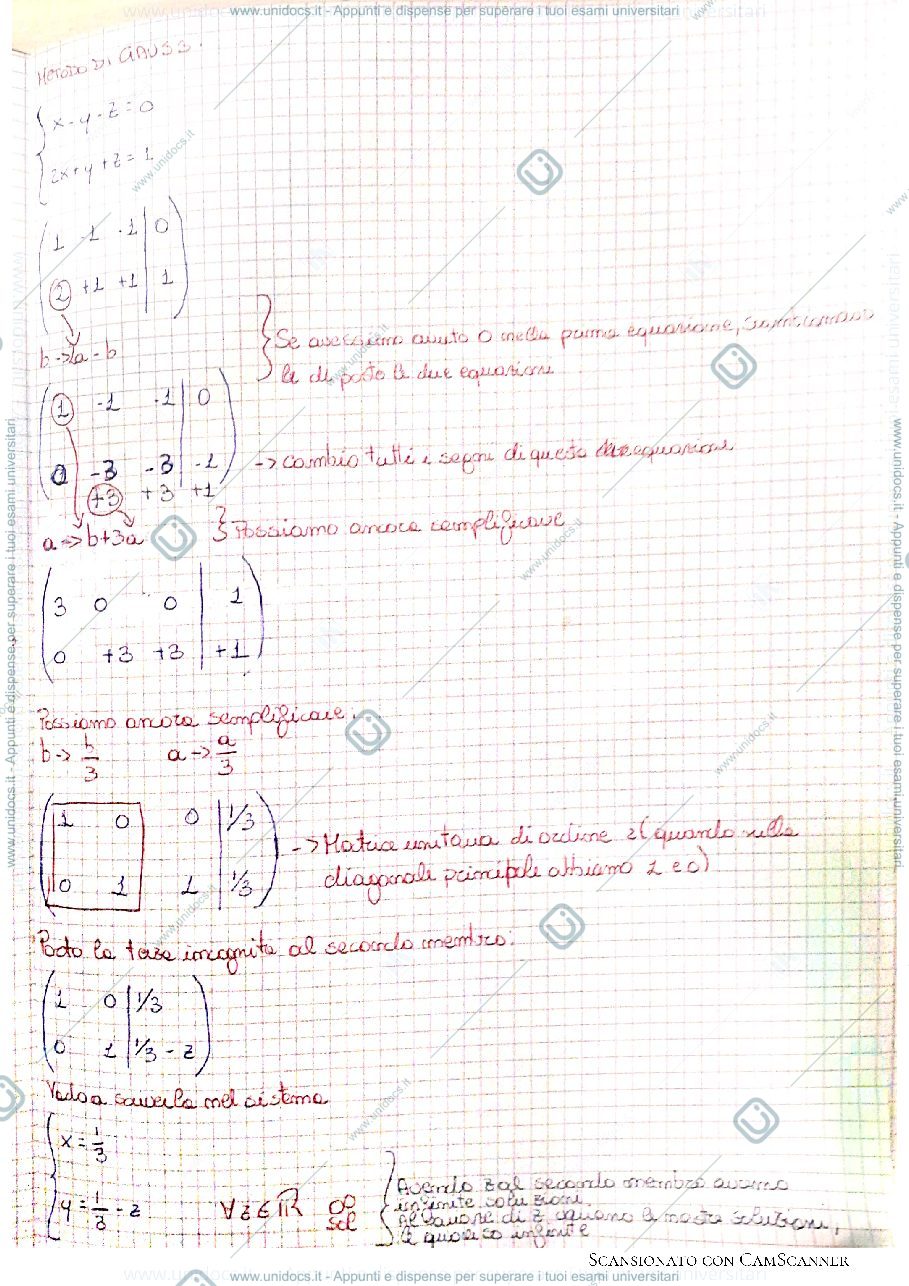 Anteprima pagina 1 — Teoremi della matrici e dei determinanti