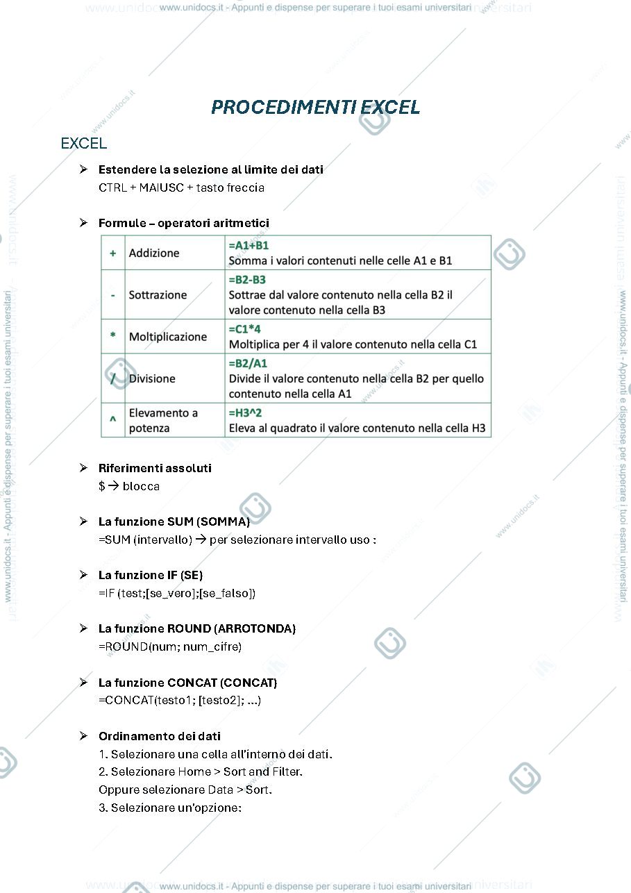 Anteprima pagina 1 — passaggi excel 