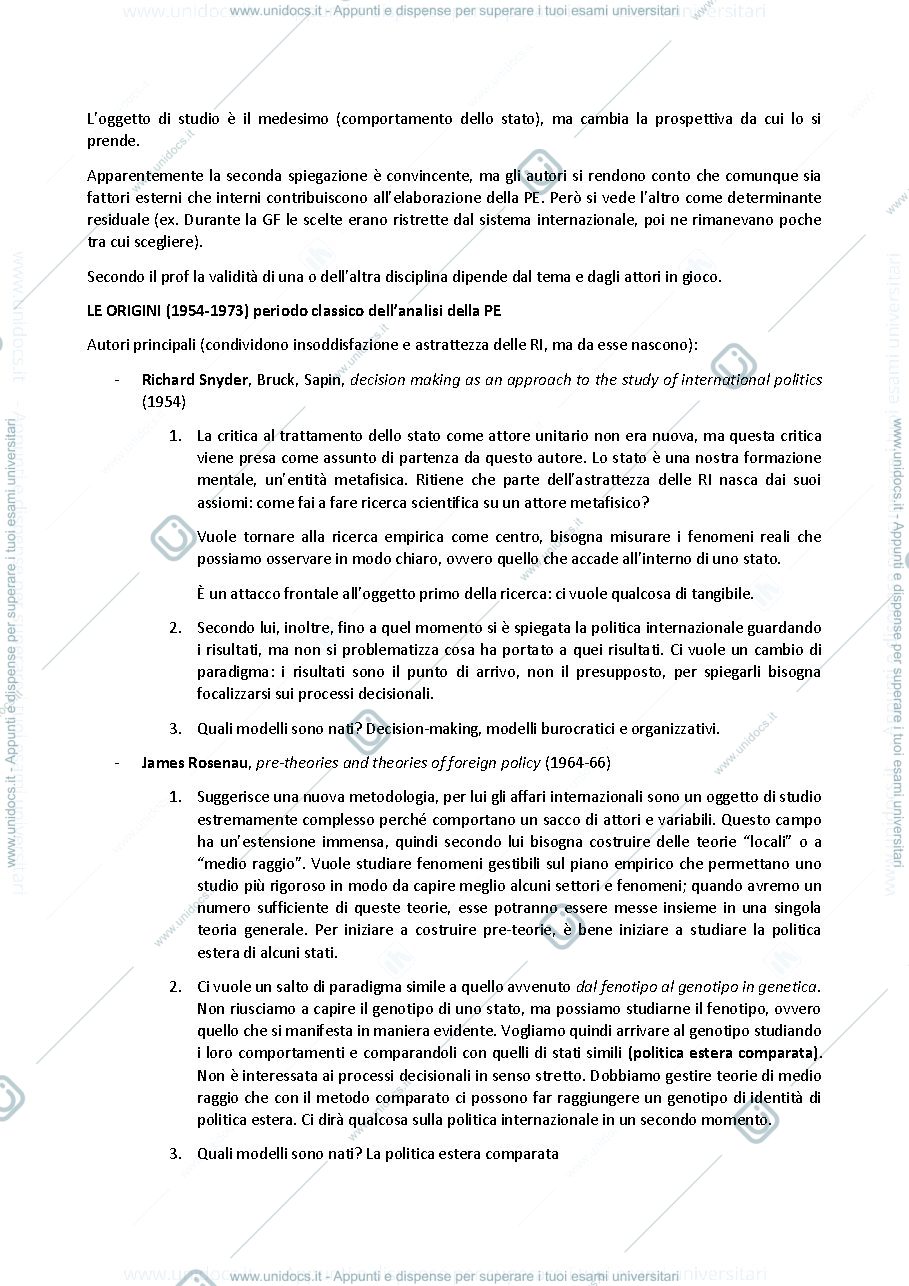 Anteprima pagina 2 — Riassunto  analisi  politica estera