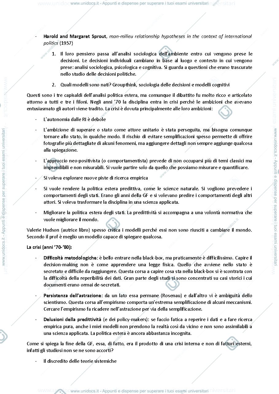 Anteprima pagina 3 — Riassunto  analisi  politica estera
