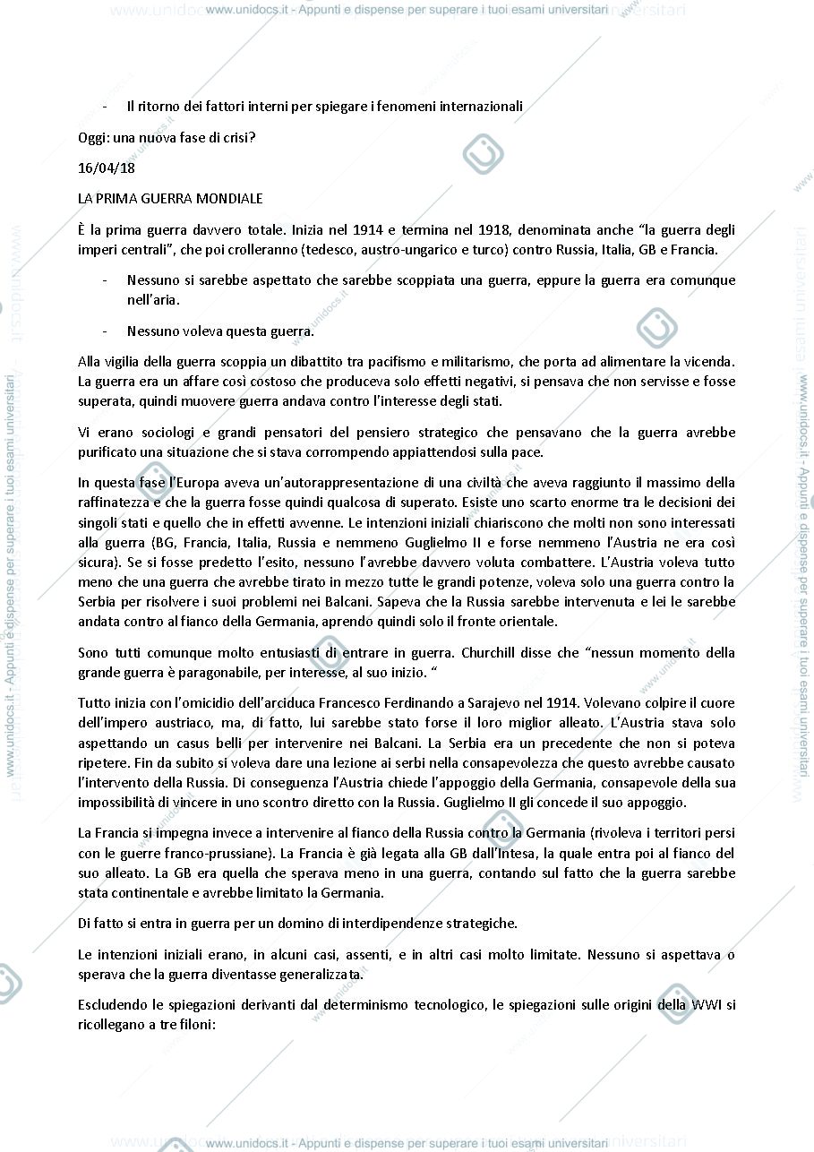 Anteprima pagina 4 — Riassunto  analisi  politica estera