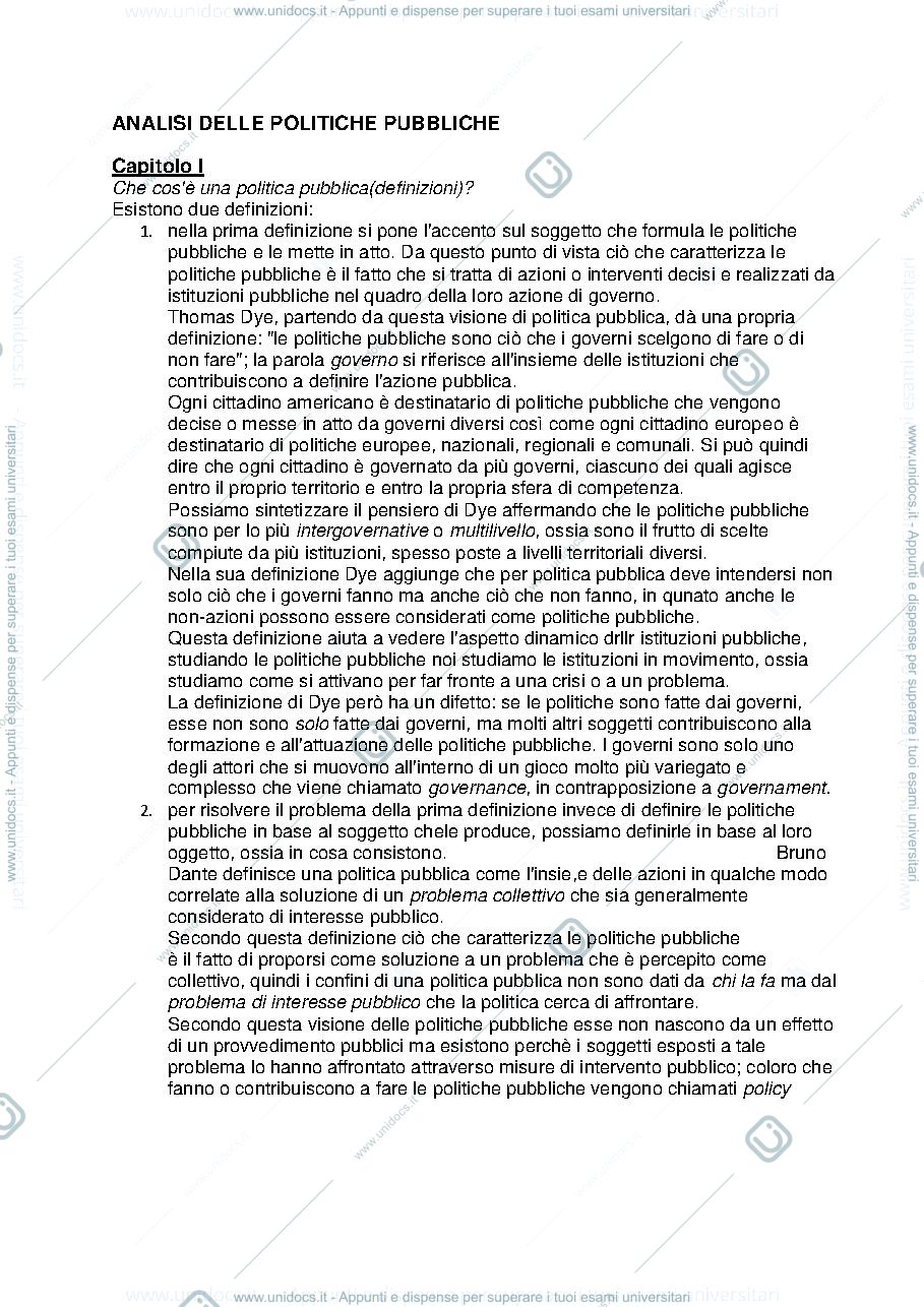 Anteprima pagina 1 — Analisi delle politiche pubbliche 