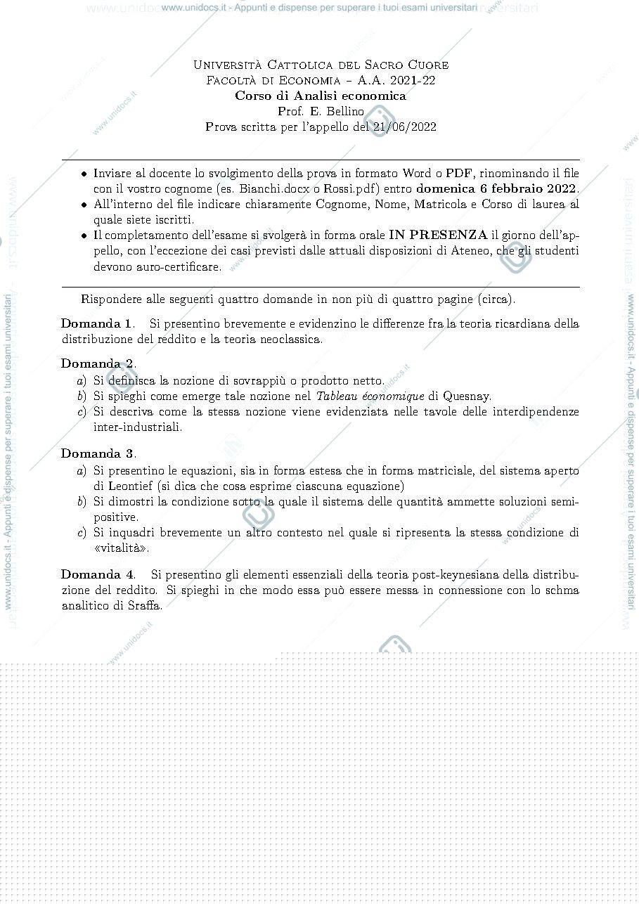 Anteprima pagina 1 — Domande d'esame