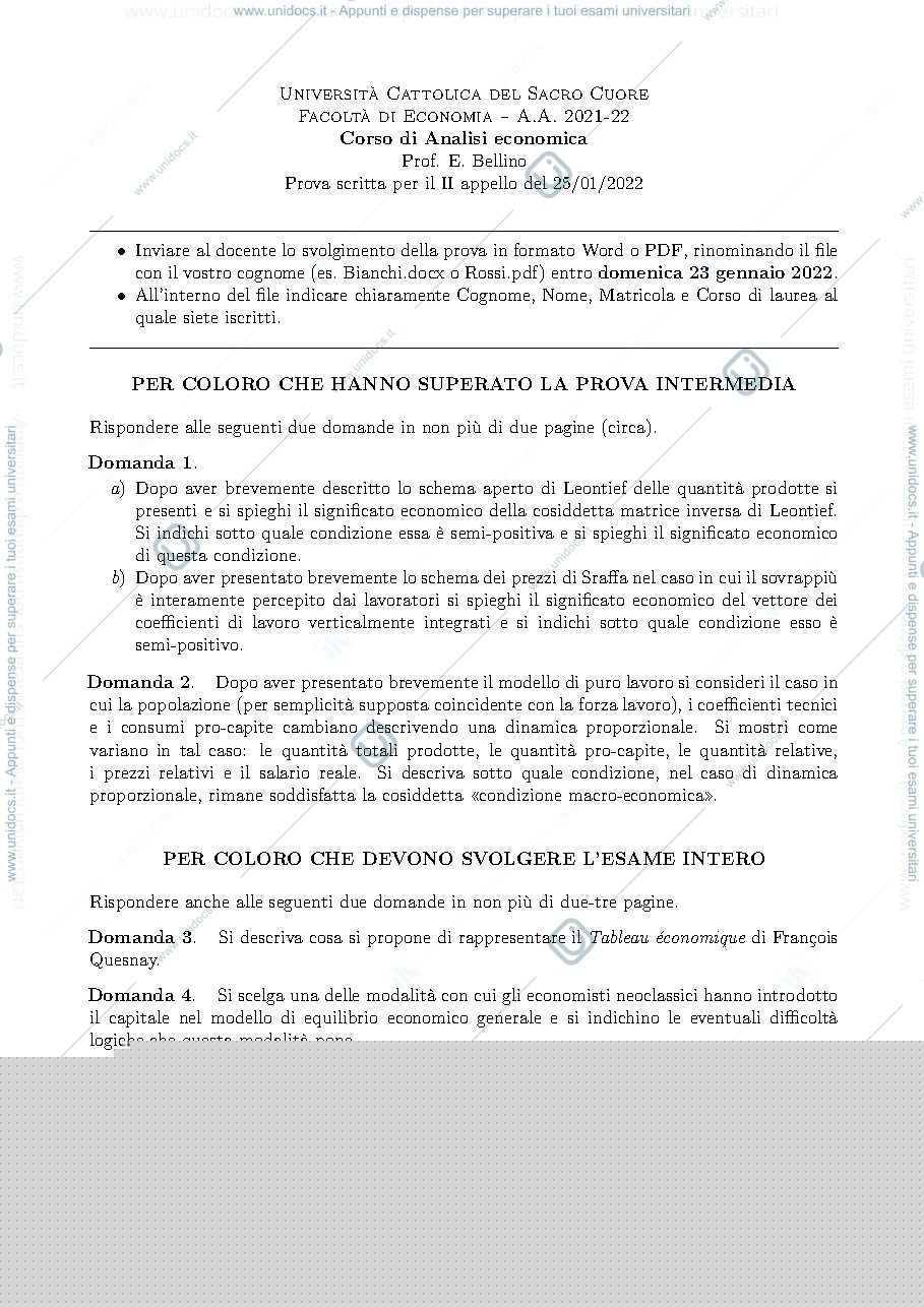 Anteprima pagina 1 — Domande d'esame
