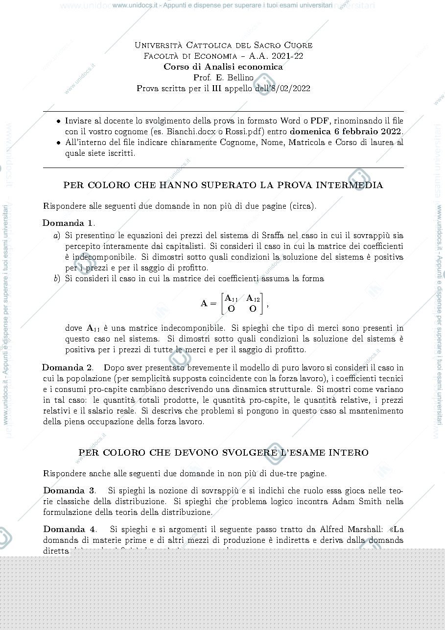 Anteprima pagina 1 — Domande d'esame