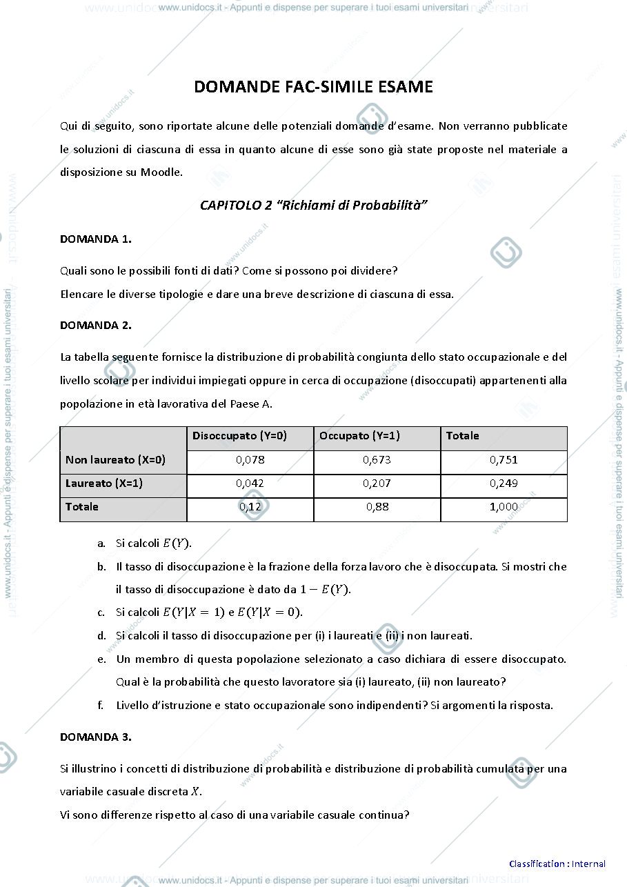 Anteprima pagina 1 — Esercizi facs simile esame