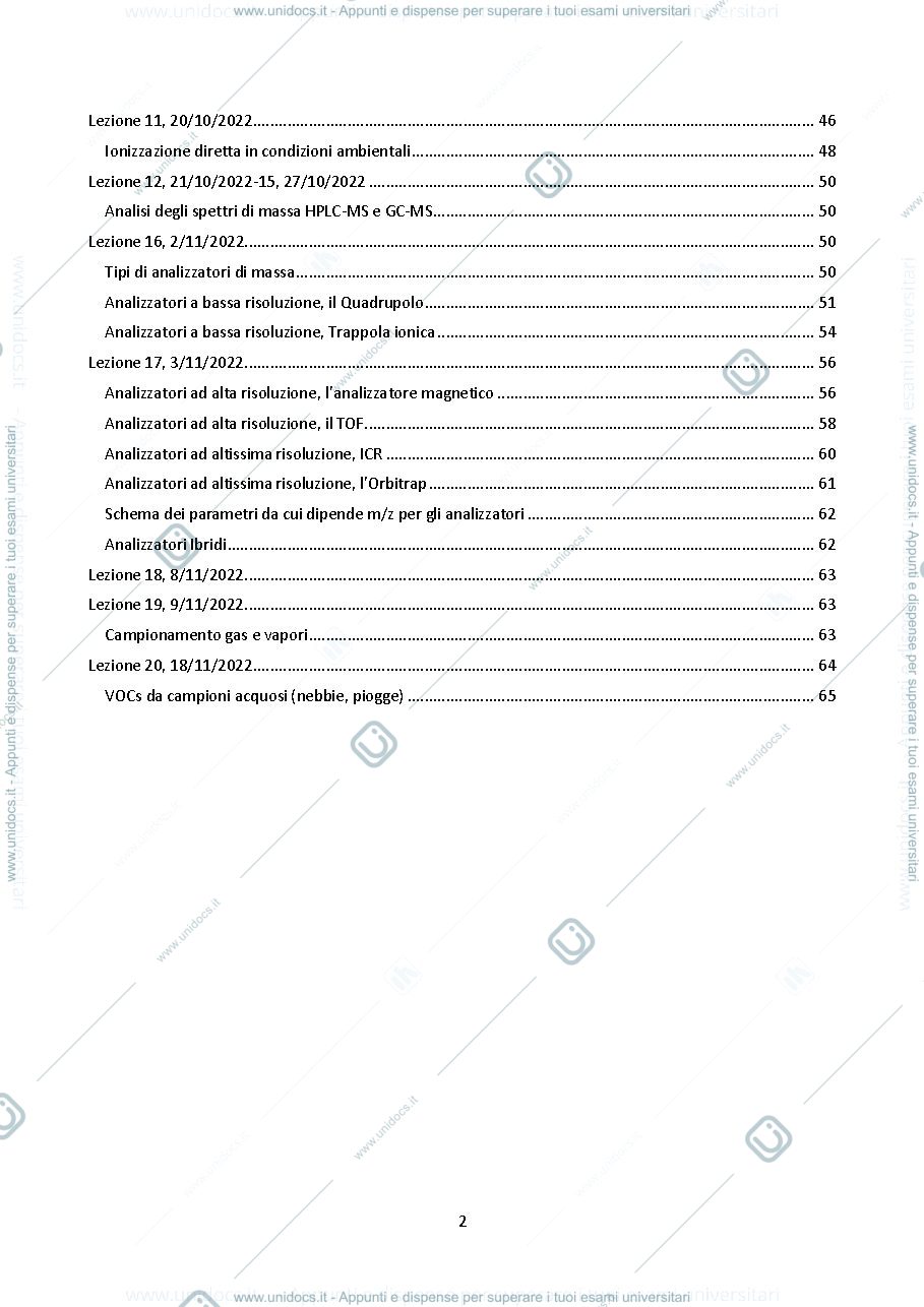 Anteprima pagina 2 — Appunti prima parte analisi degli inquinanti (Professoressa Calza)