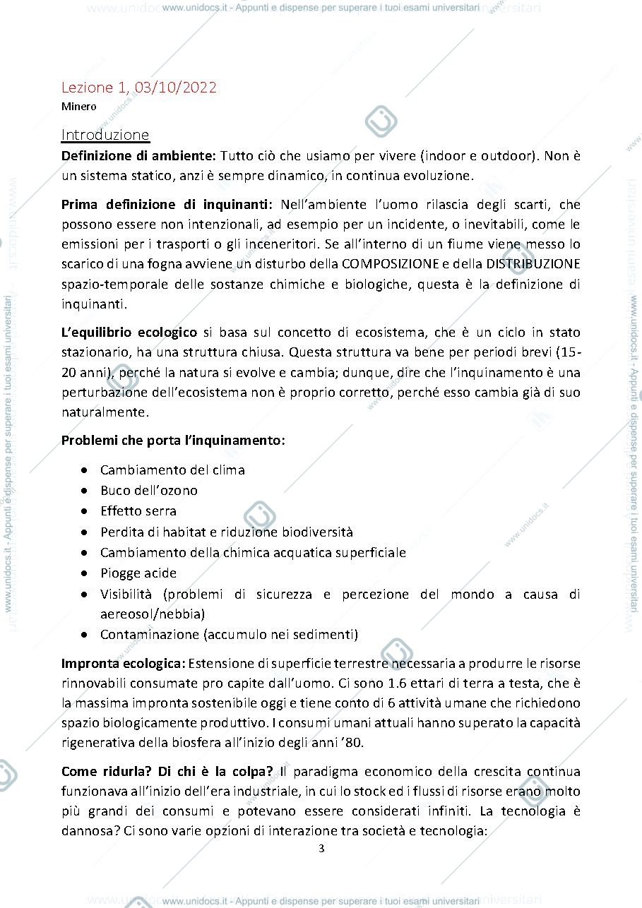 Anteprima pagina 3 — Appunti prima parte analisi degli inquinanti (Professoressa Calza)