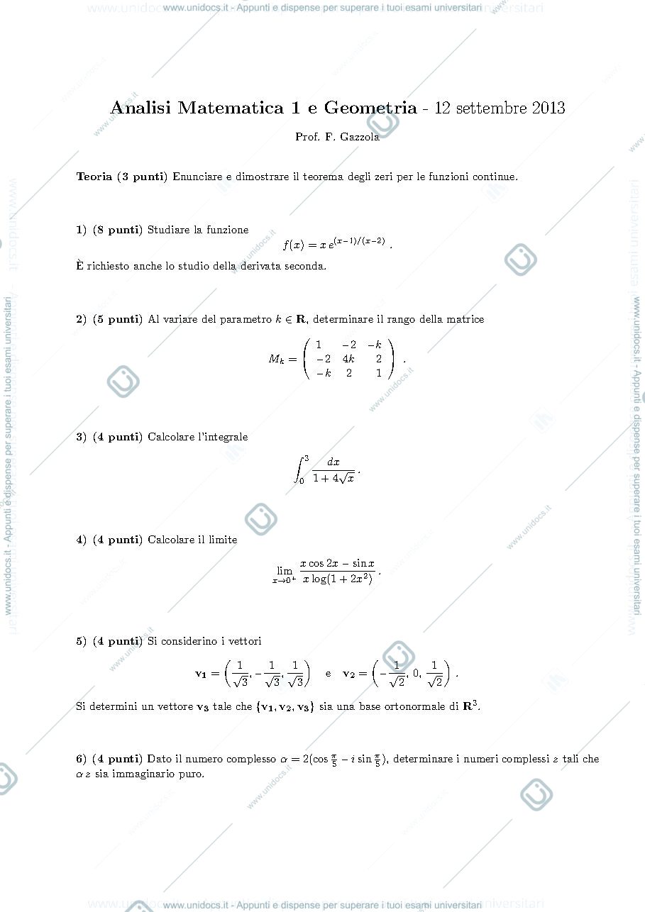 Anteprima pagina 2 — esercizi per corso Analisi 1 prof.Pata