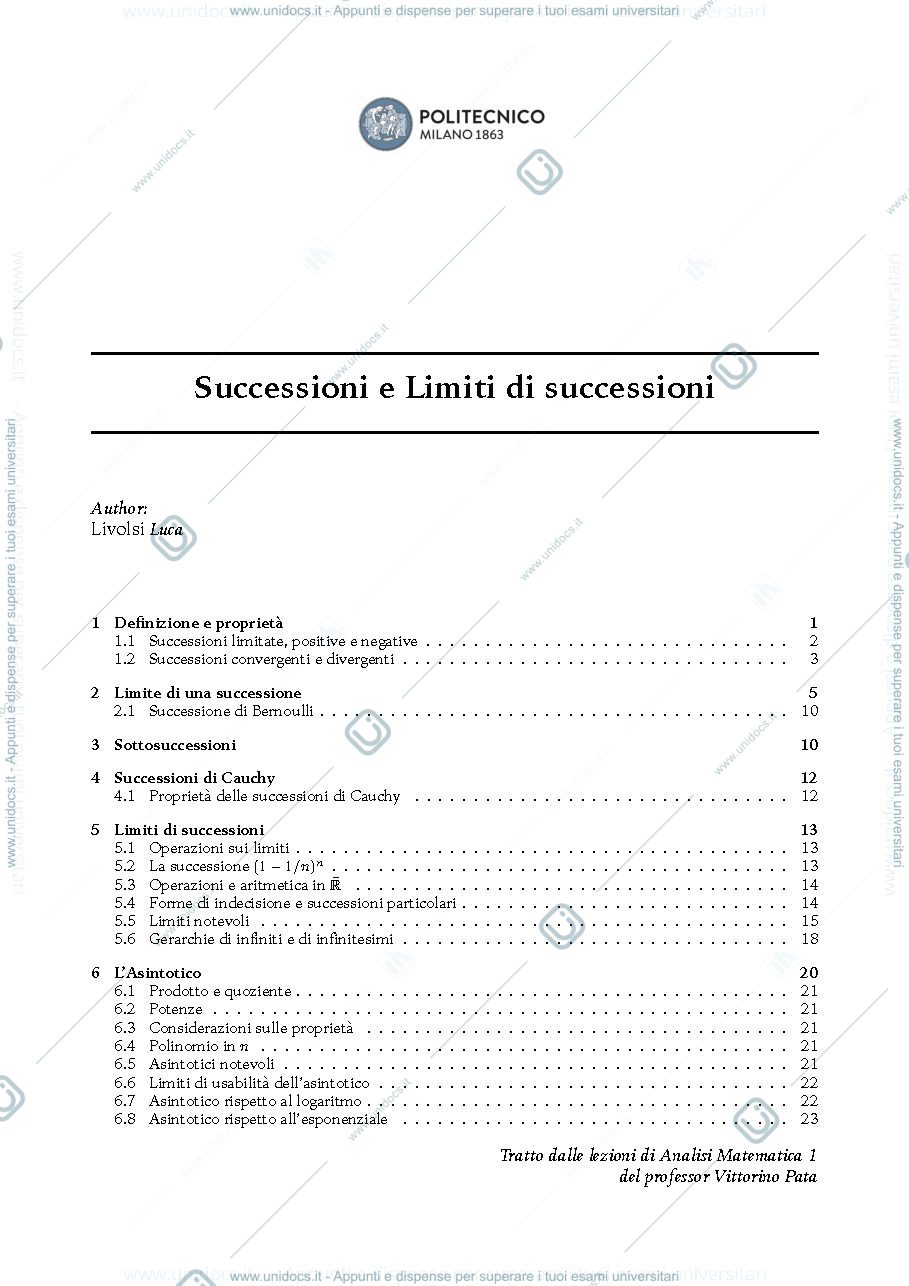 Anteprima pagina 1 — successioni per corso prof.Pata
