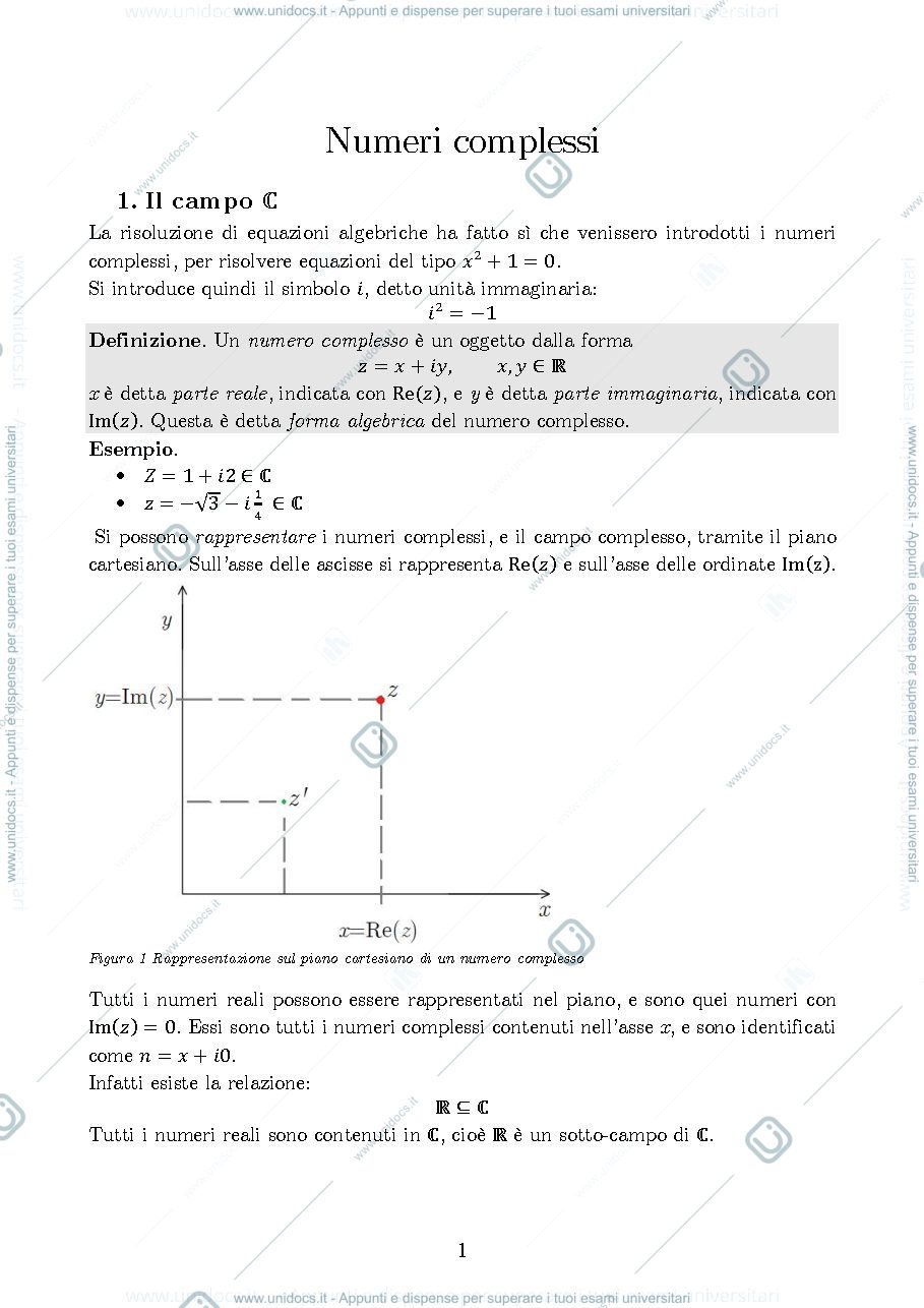 Anteprima pagina 1 — numeri_complessi per corso prof.Pata